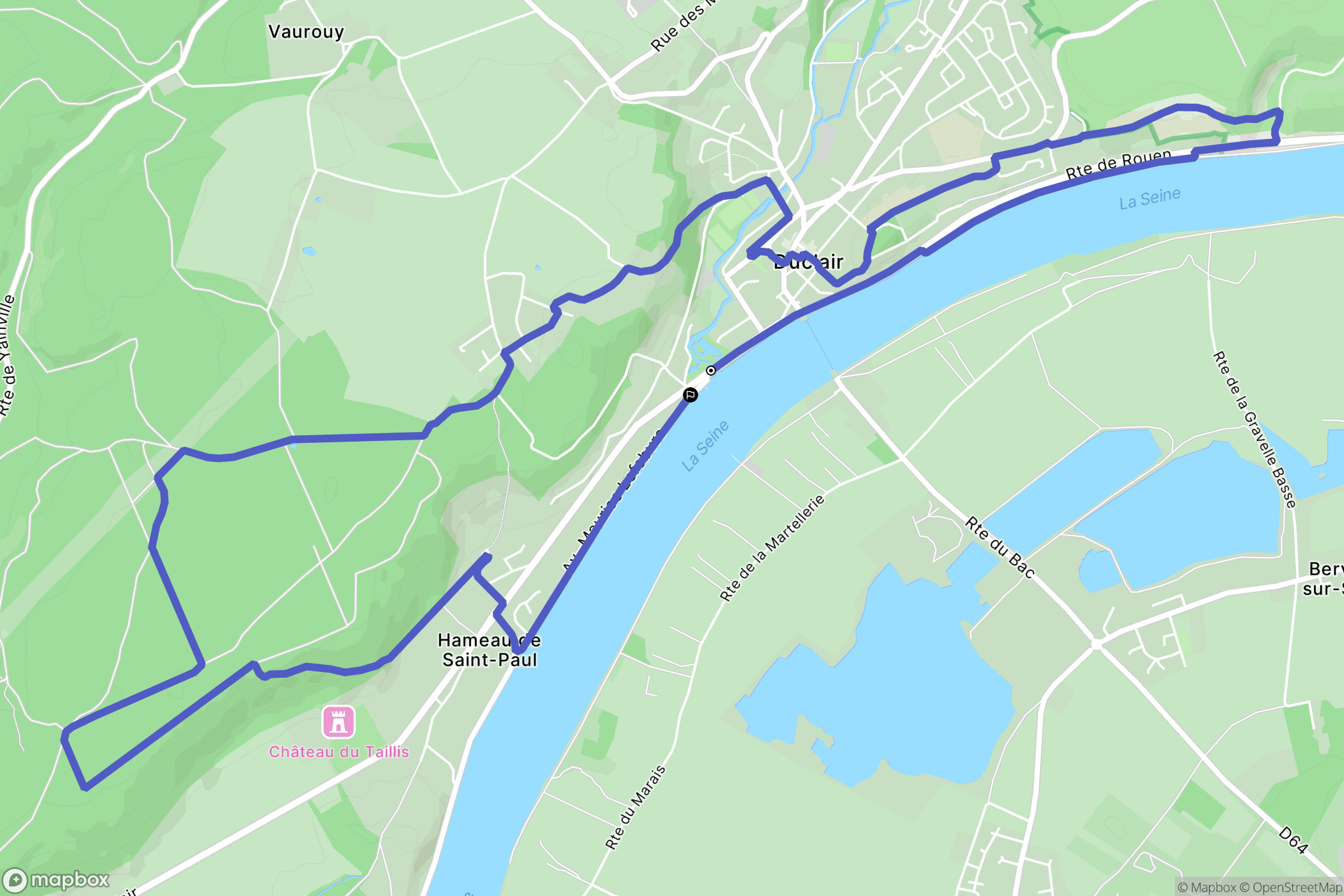 Duclair : carte du parcours de randonnée - France