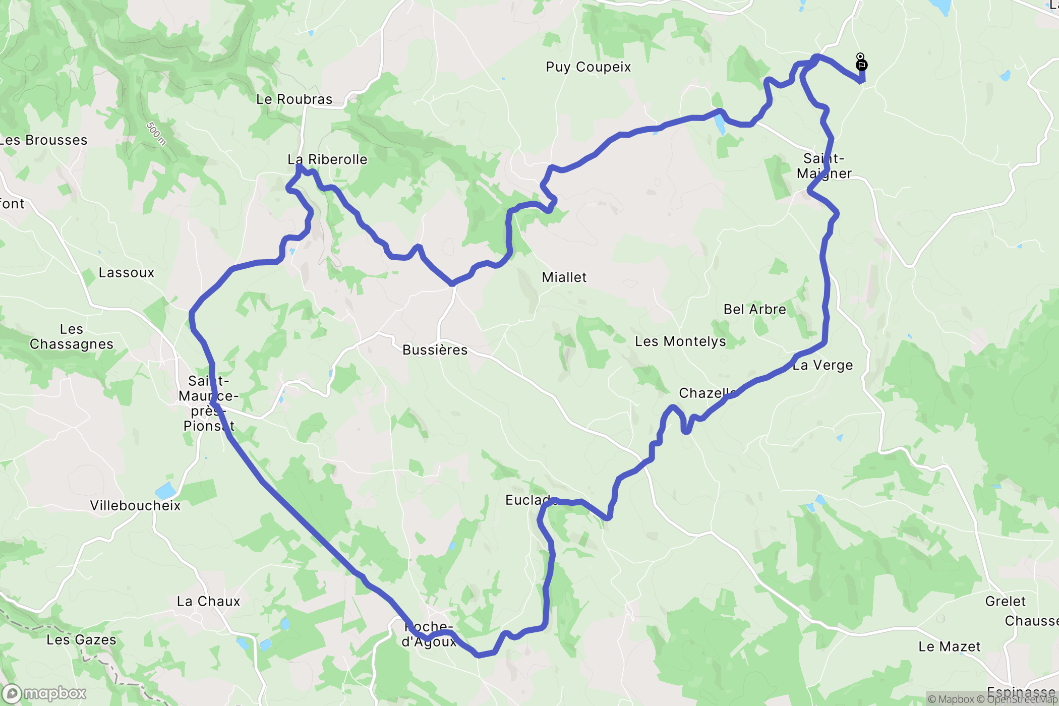 Pionsat : carte du parcours de randonnée - France