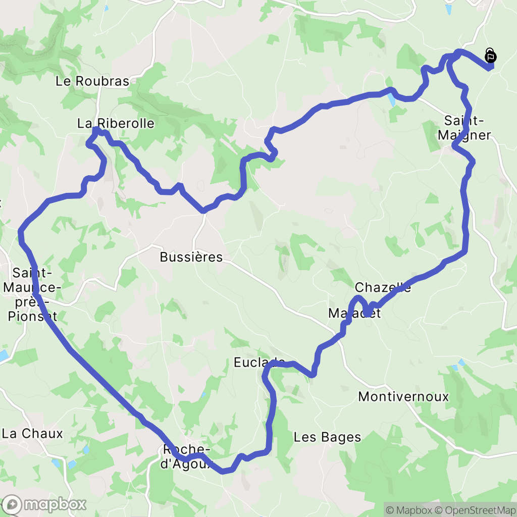 Pionsat : carte du parcours de randonnée - France