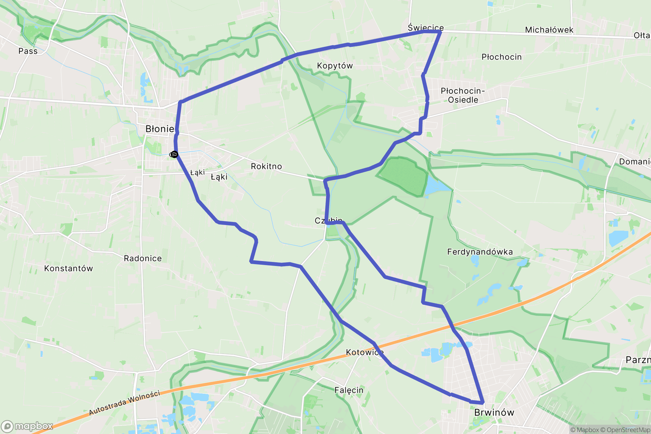 Błonie: mapa trasy - Poland