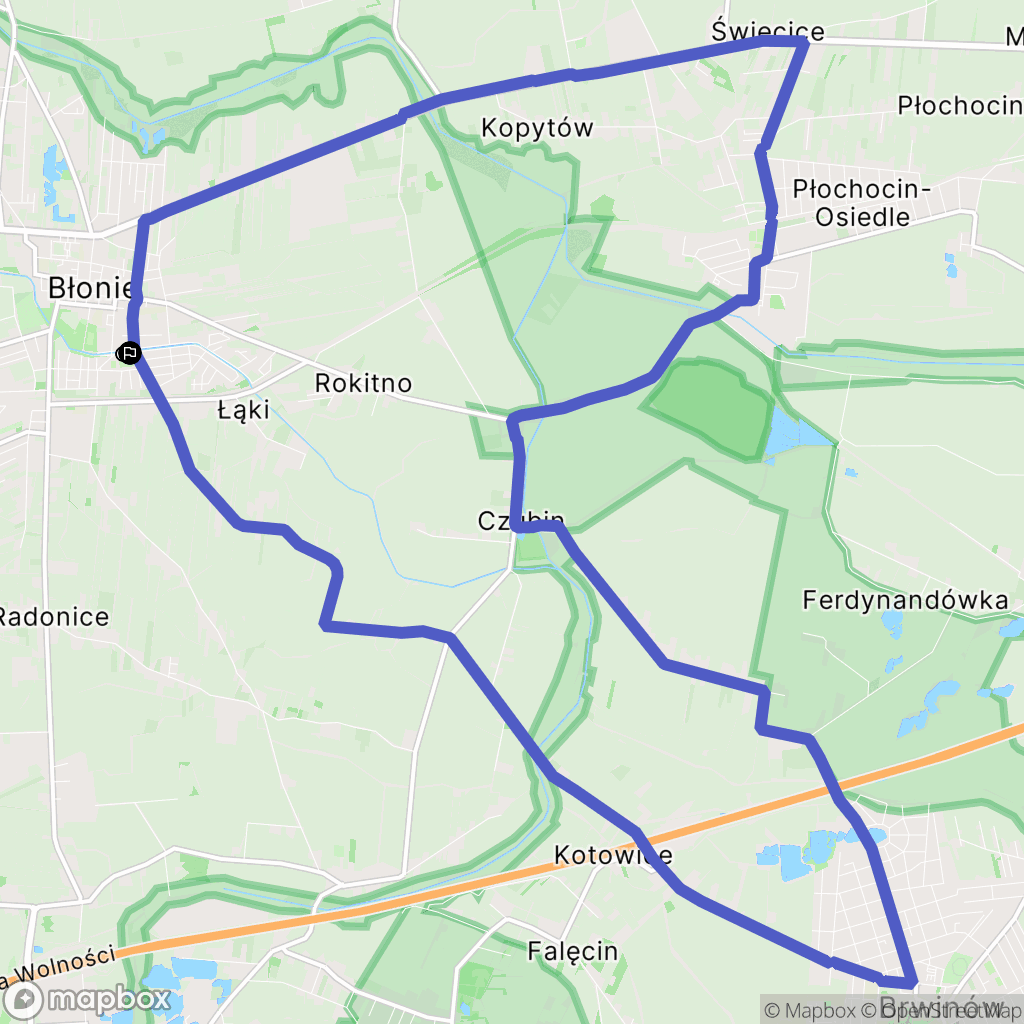 Błonie: mapa trasy - Poland