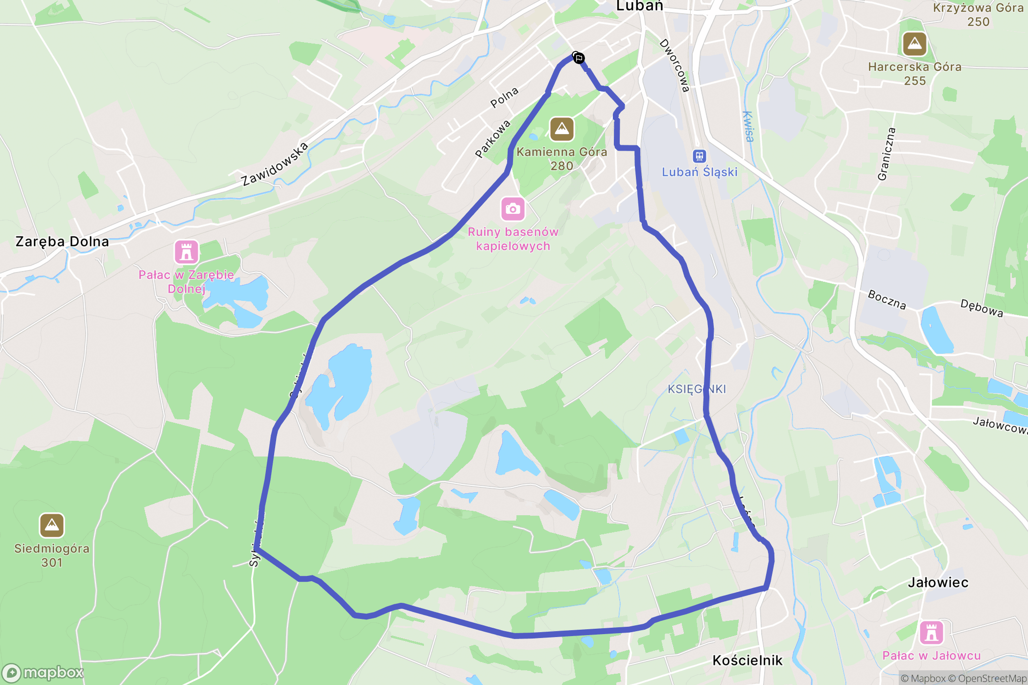 Lubań: mapa trasy - Poland