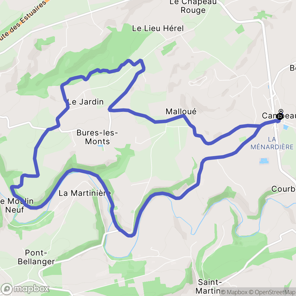 Souleuvre en Bocage : carte du parcours de randonnée - France