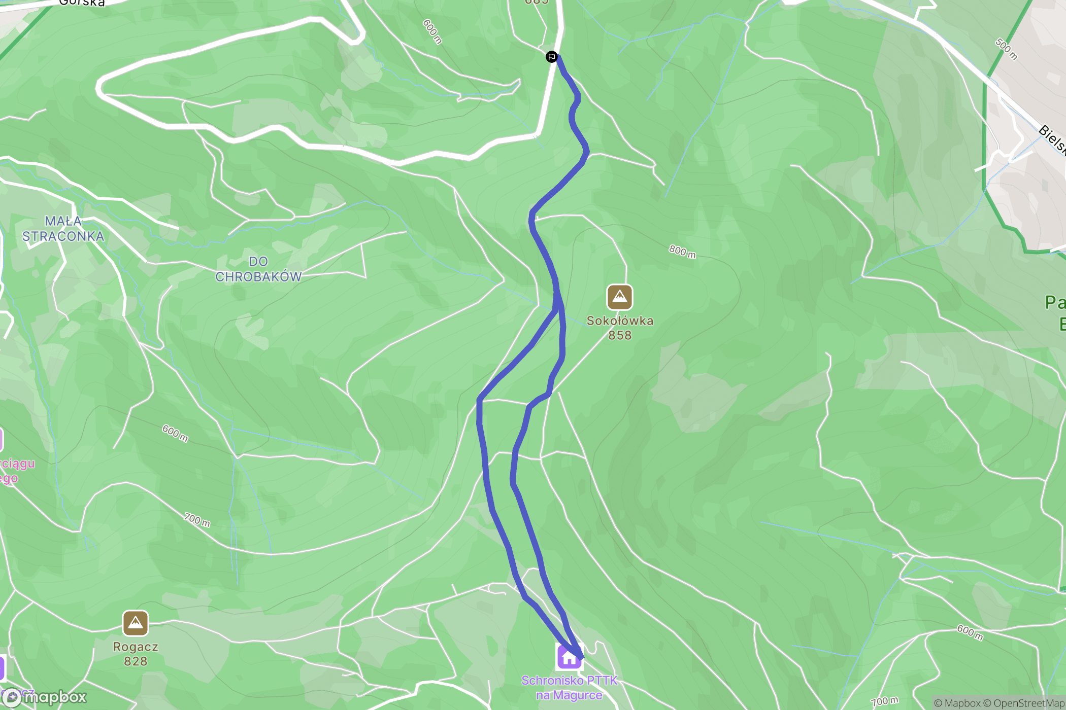 Wilkowice: mapa trasy - Poland