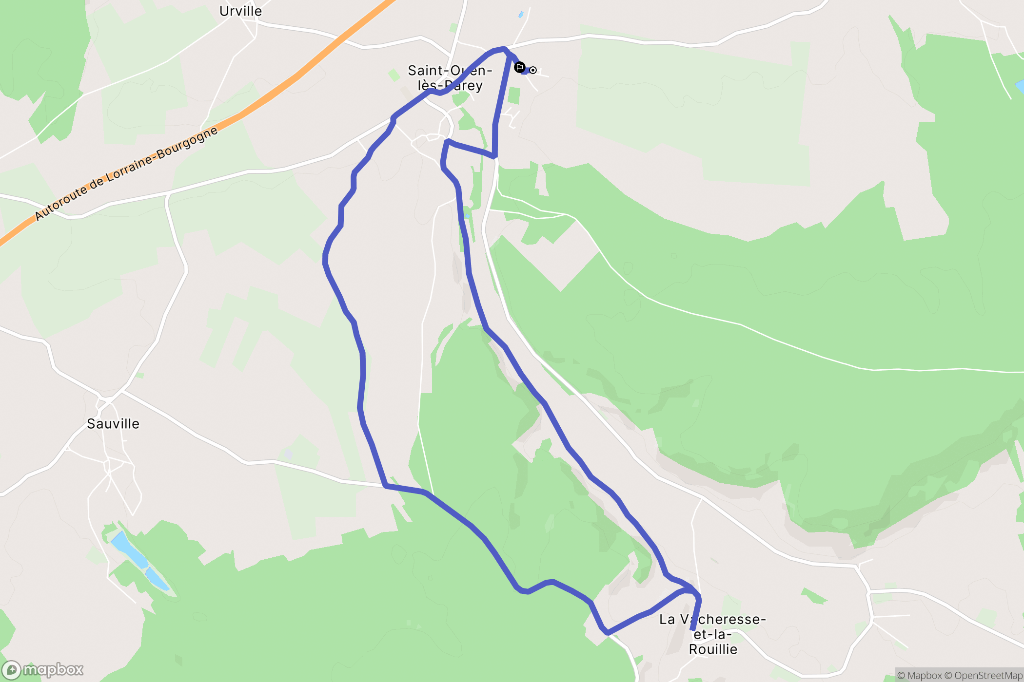 Saint-Ouen-lès-Parey : carte du parcours de randonnée - France