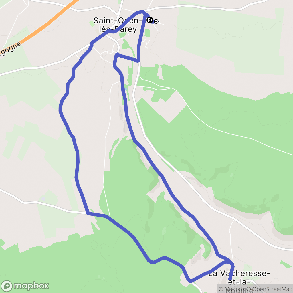 Saint-Ouen-lès-Parey : carte du parcours de randonnée - France