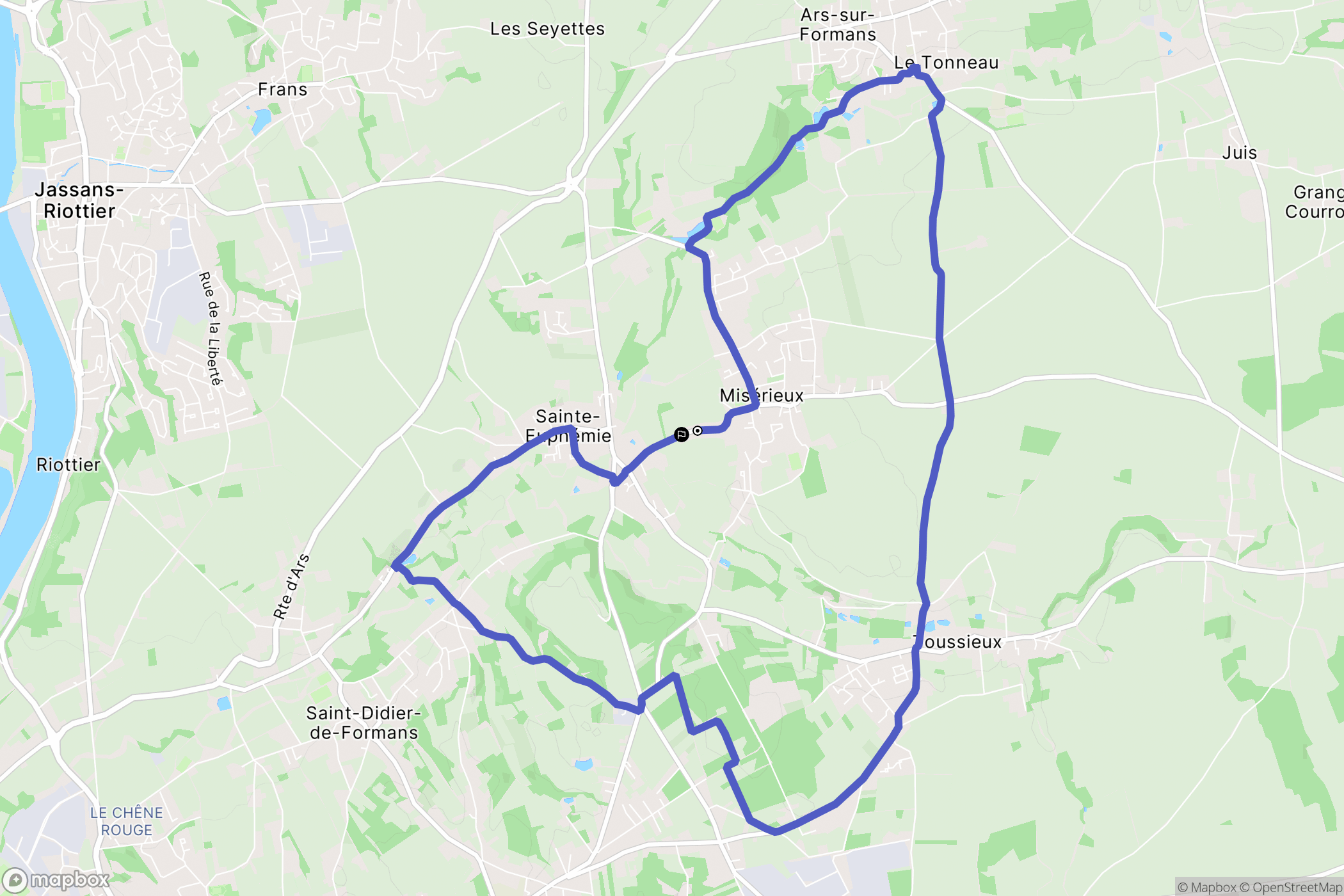 Misérieux : carte du parcours de randonnée - France