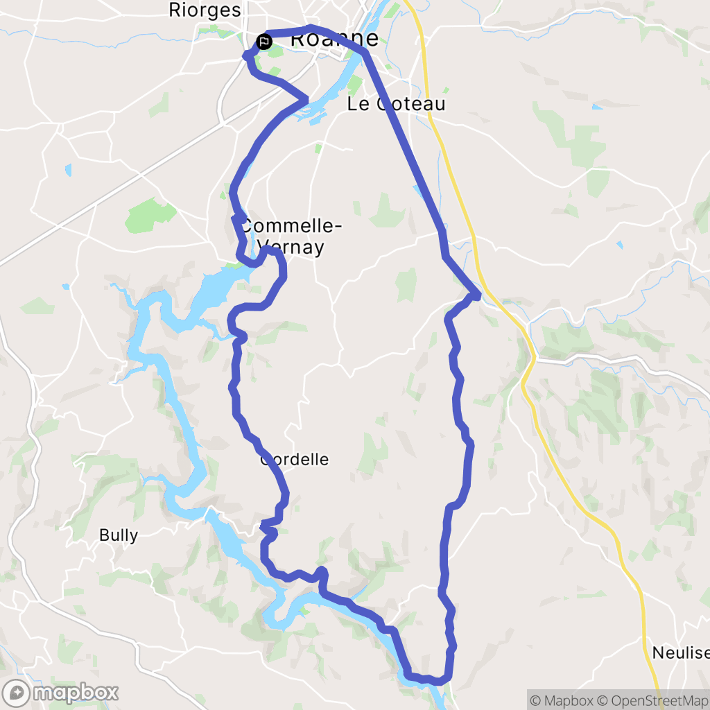 Roanne : carte du parcours de randonnée - France