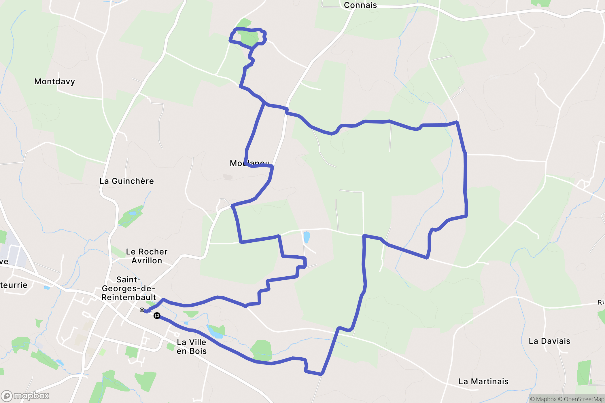 Saint-Georges-de-Reintembault : carte du parcours de randonnée - France