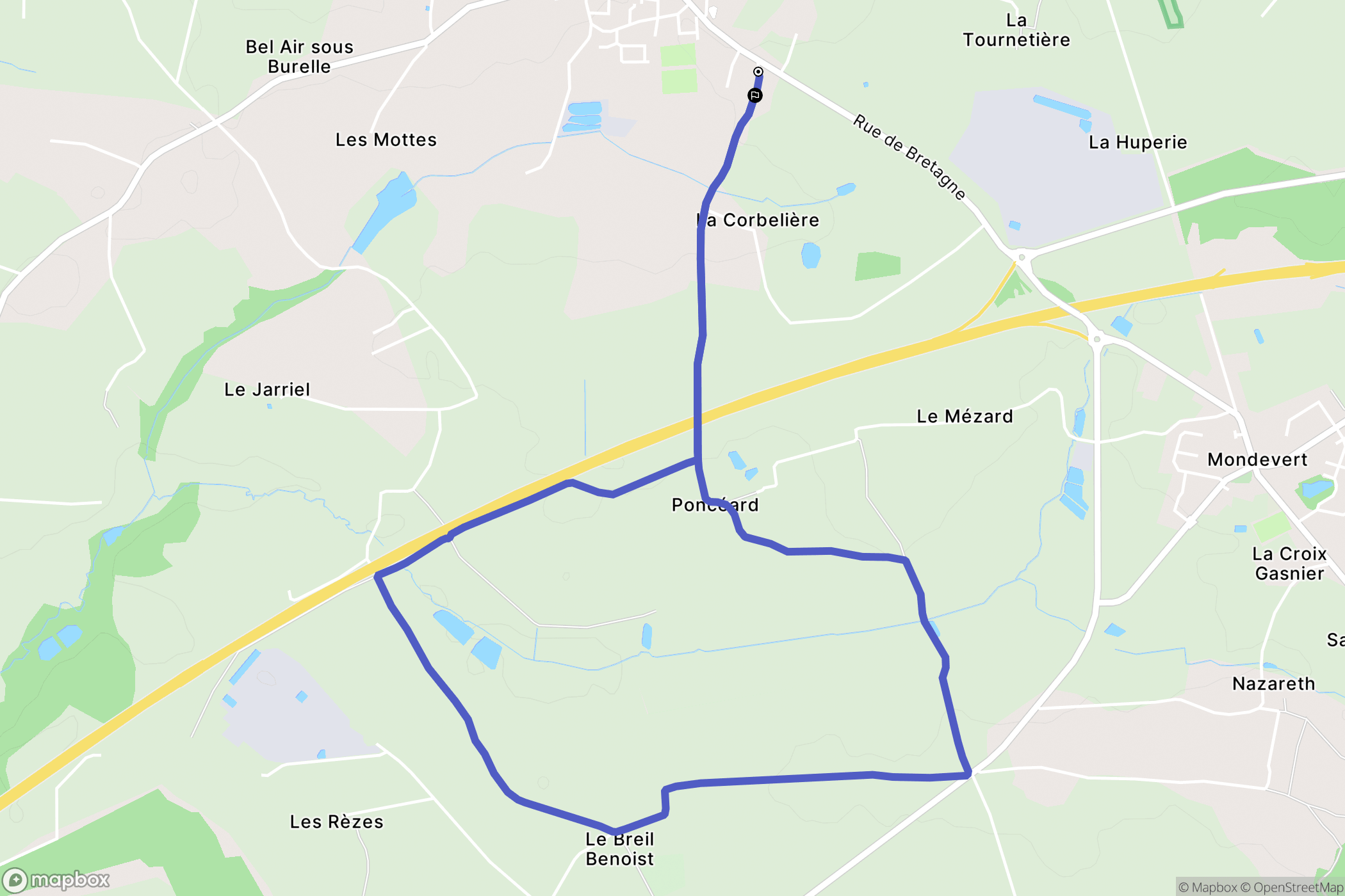 Erbrée : carte du parcours de randonnée - France