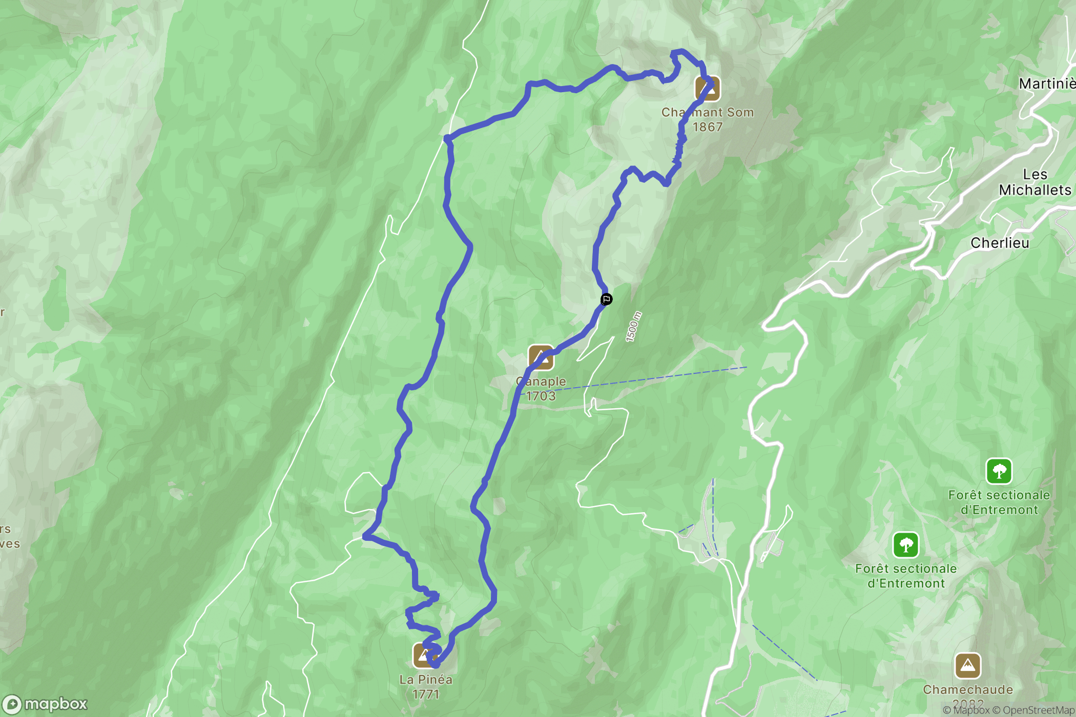 Saint-Pierre-de-Chartreuse : carte du parcours de randonnée - France