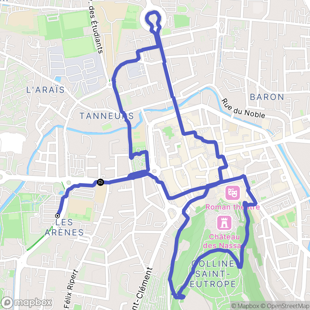Orange : carte du parcours de randonnée - France