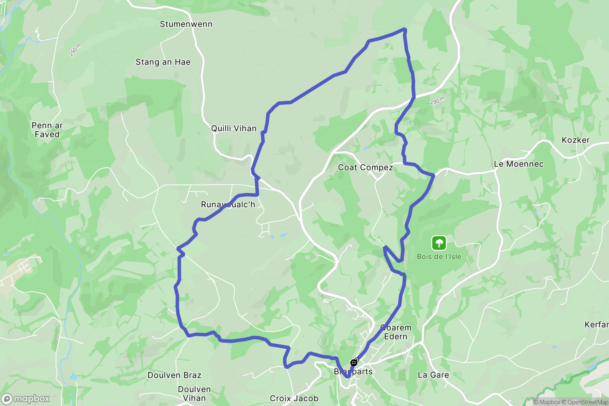 Brasparts : carte du parcours de randonnée - France