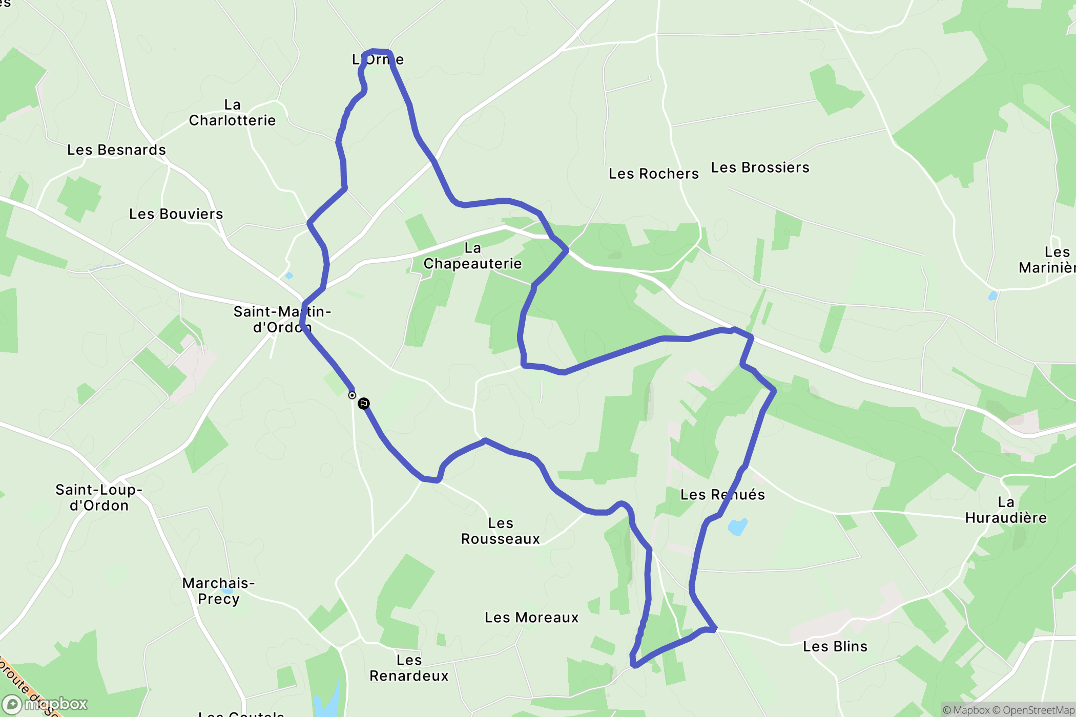 Saint-Martin-d'Ordon : carte du parcours de randonnée - France