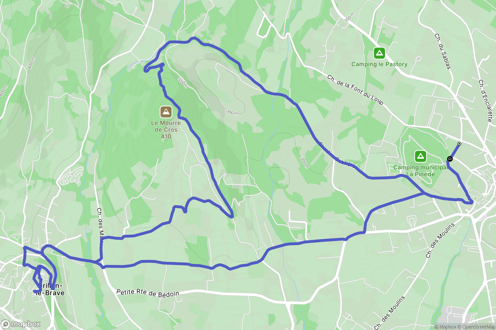Bédoin : carte du parcours de randonnée - France