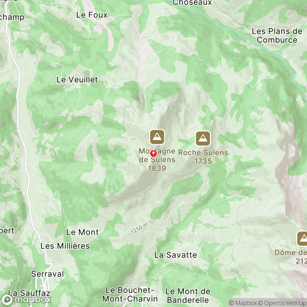 Montagne de Sulens : carte des parcours de randonnée - France