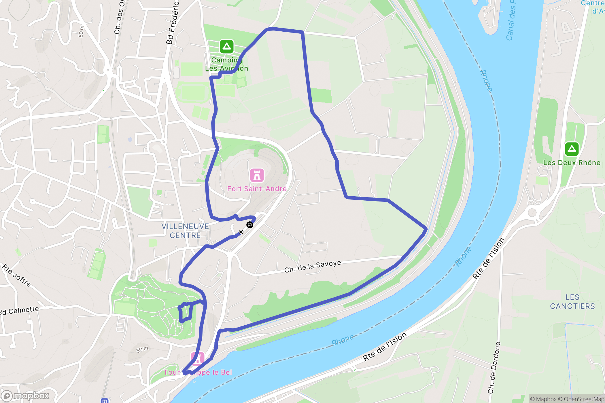 Villeneuve-lès-Avignon : carte du parcours de randonnée - France
