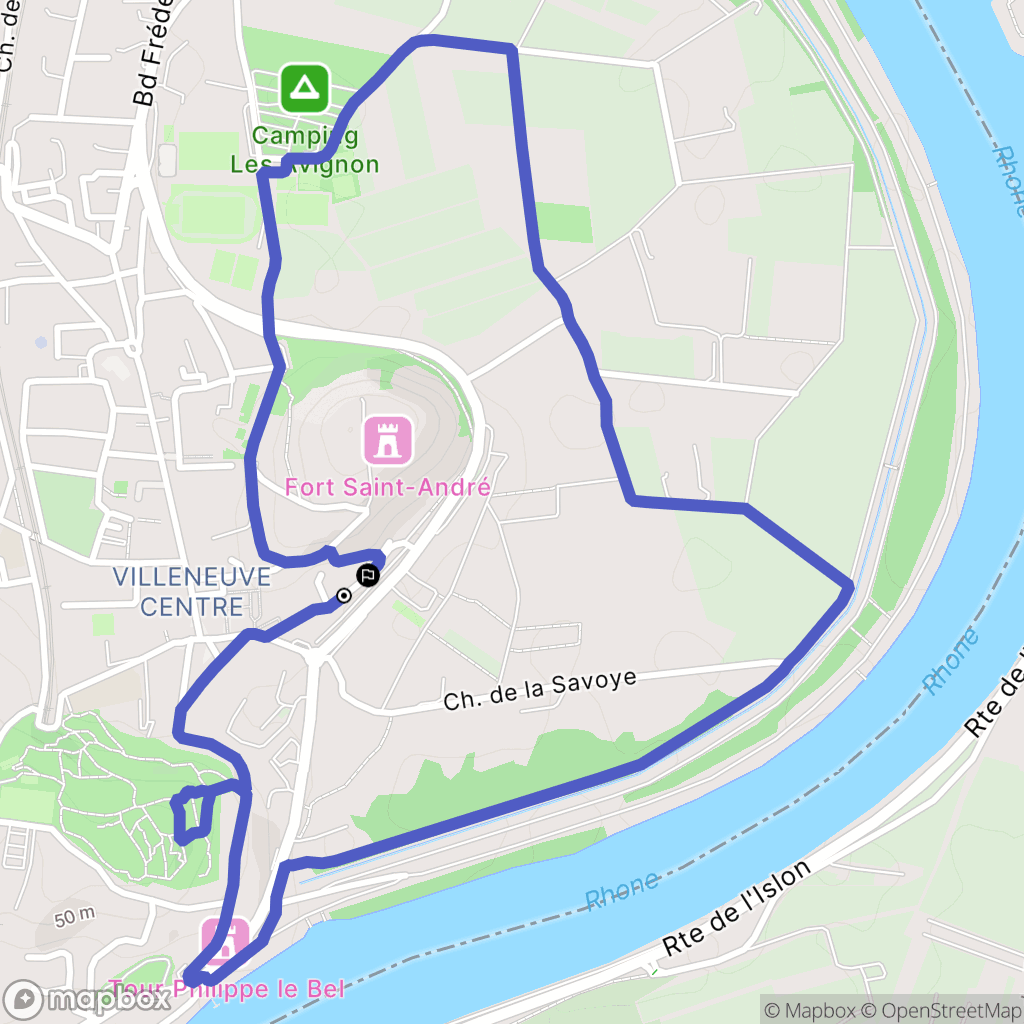 Villeneuve-lès-Avignon : carte du parcours de randonnée - France