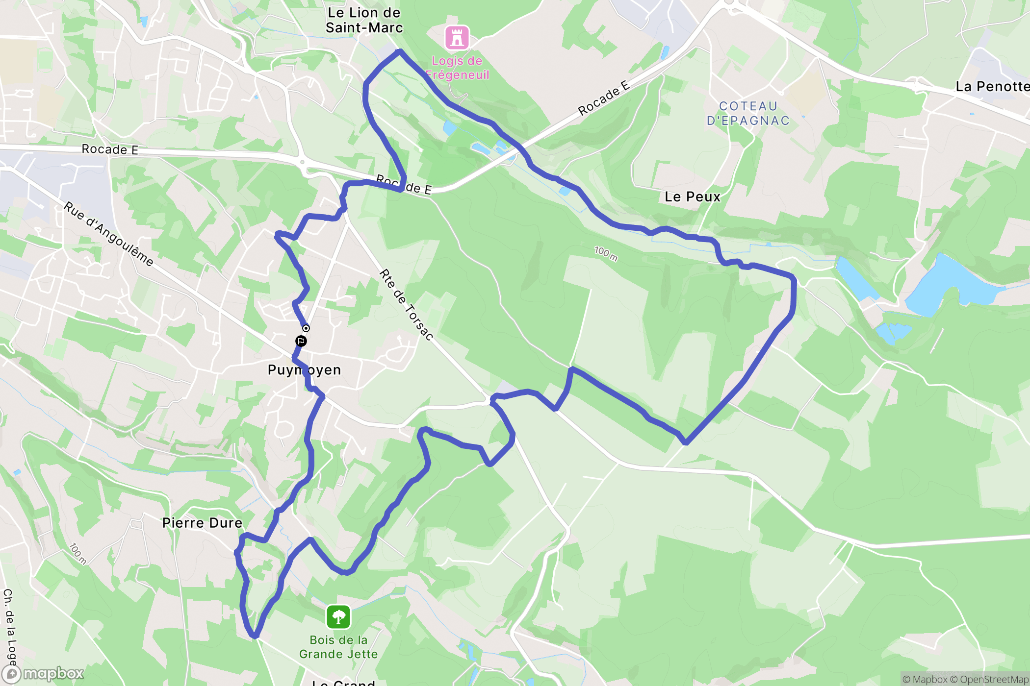 Puymoyen : carte du parcours de randonnée - France