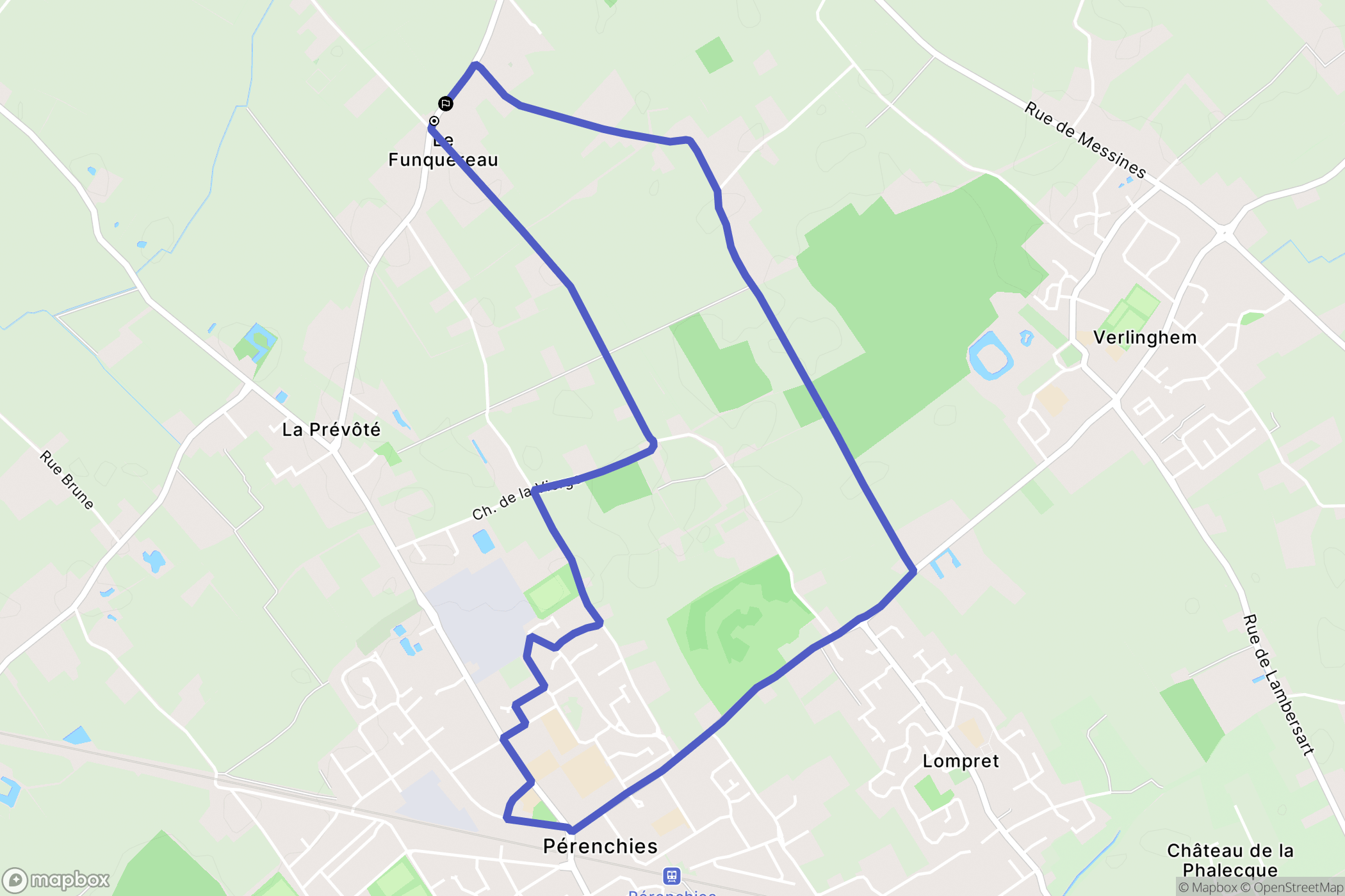 Frelinghien : carte du parcours de randonnée - France
