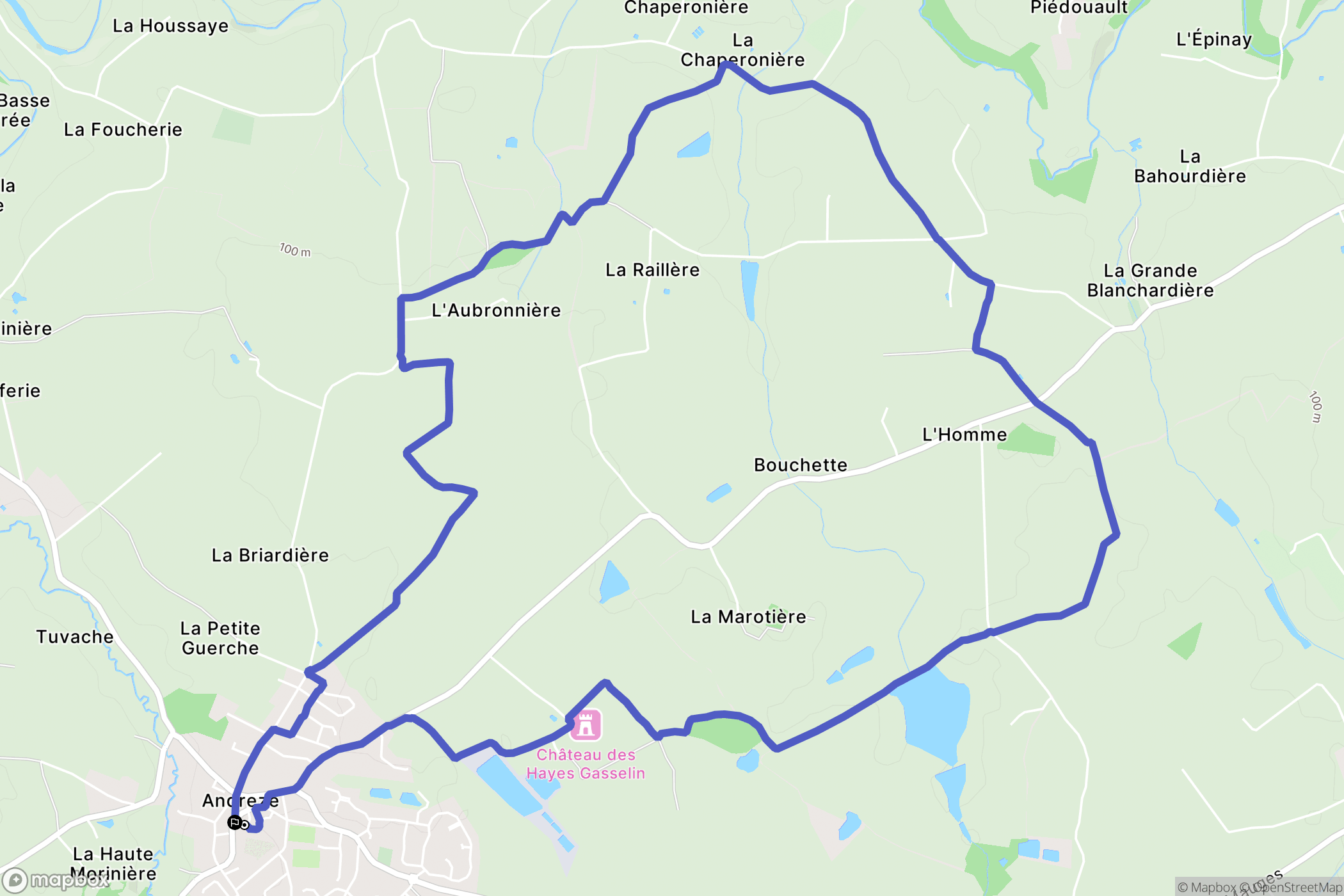 Beaupréau-en-Mauges : carte du parcours de randonnée - France