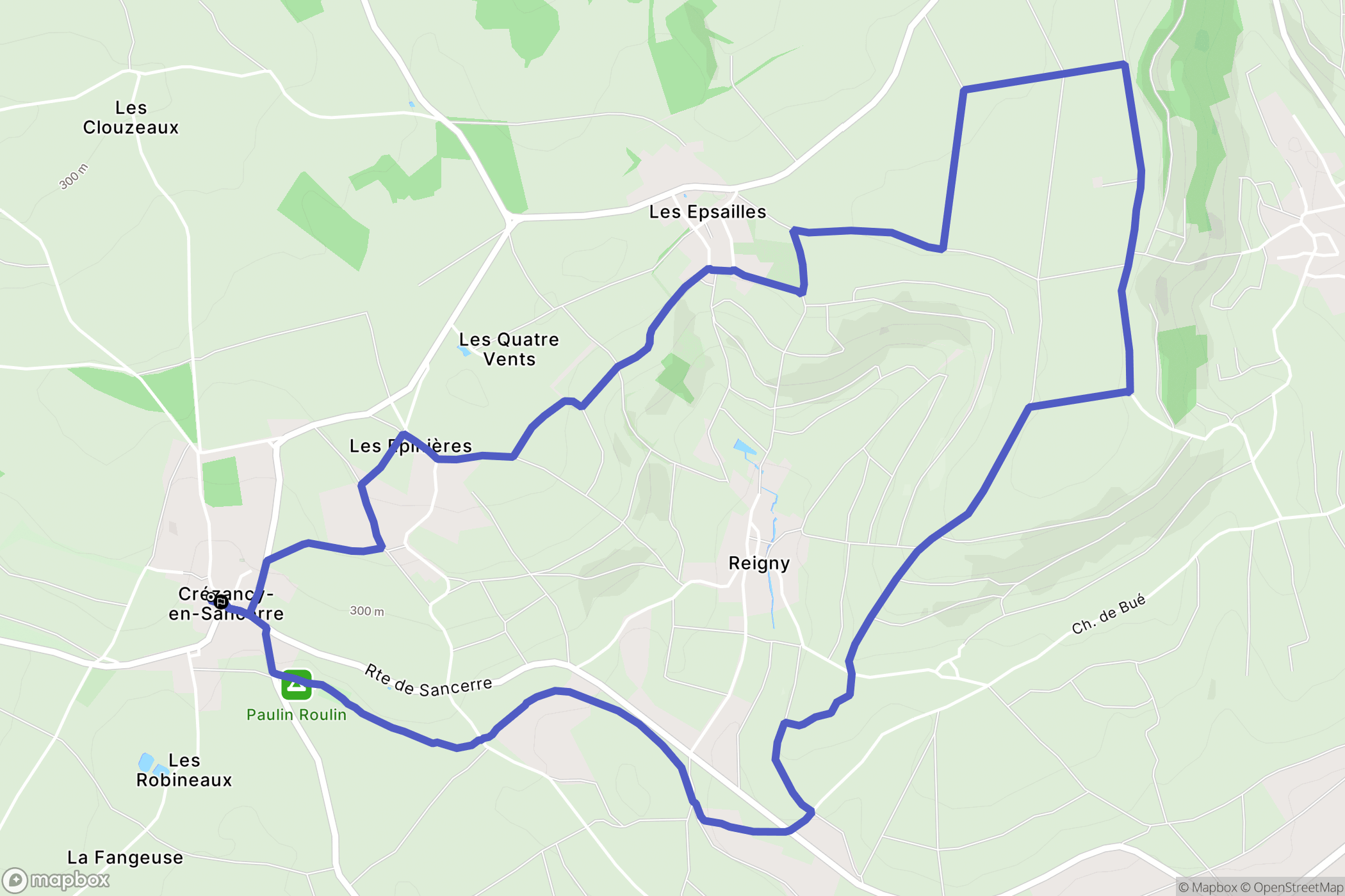 Crézancy-en-Sancerre : carte du parcours de randonnée - France