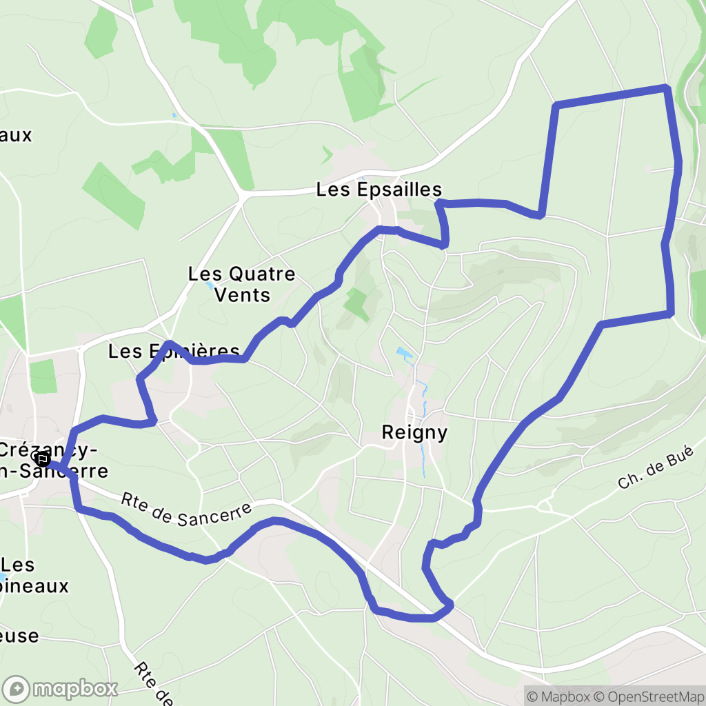 Crézancy-en-Sancerre : carte du parcours de randonnée - France