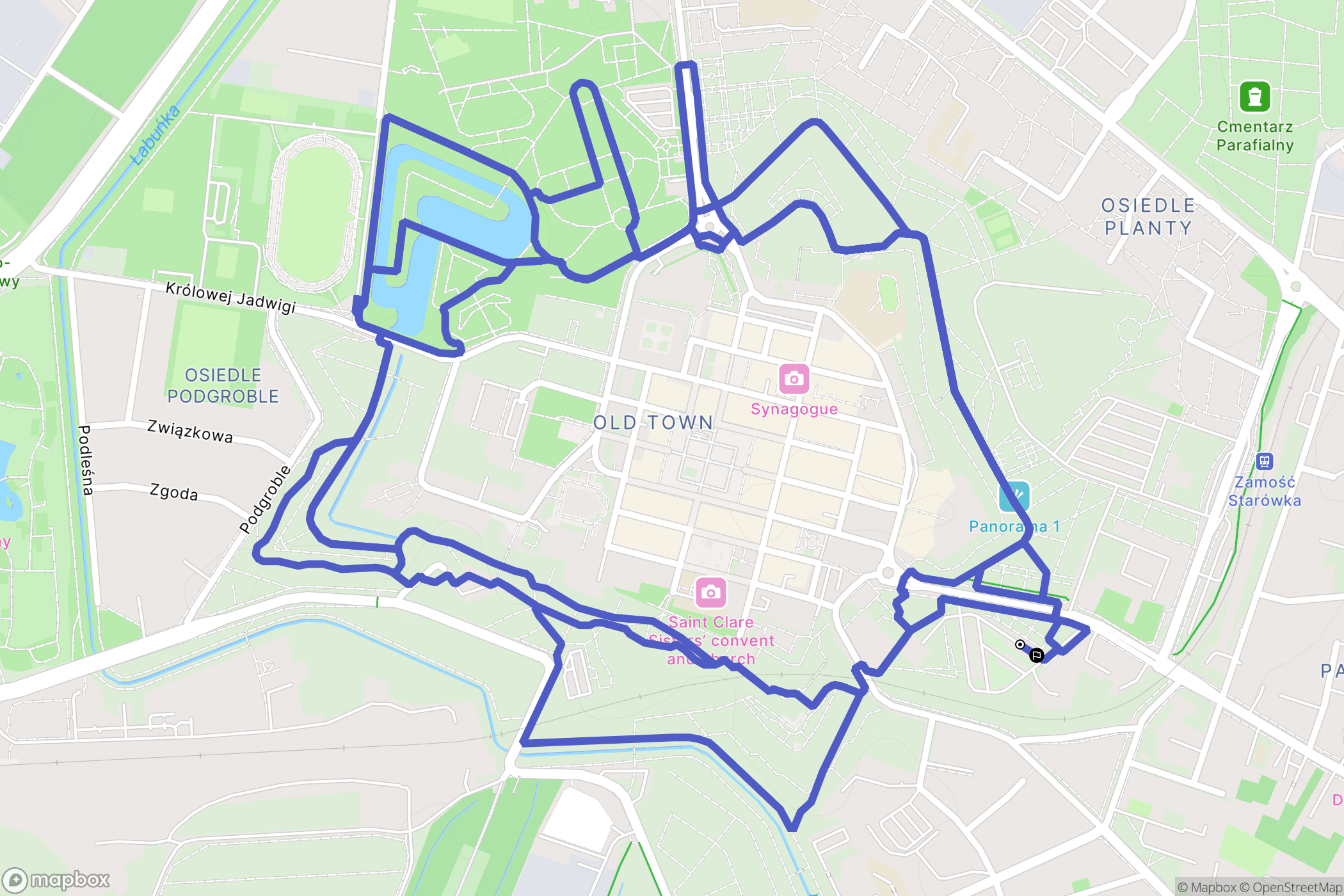 Zamość: mapa trasy - Poland
