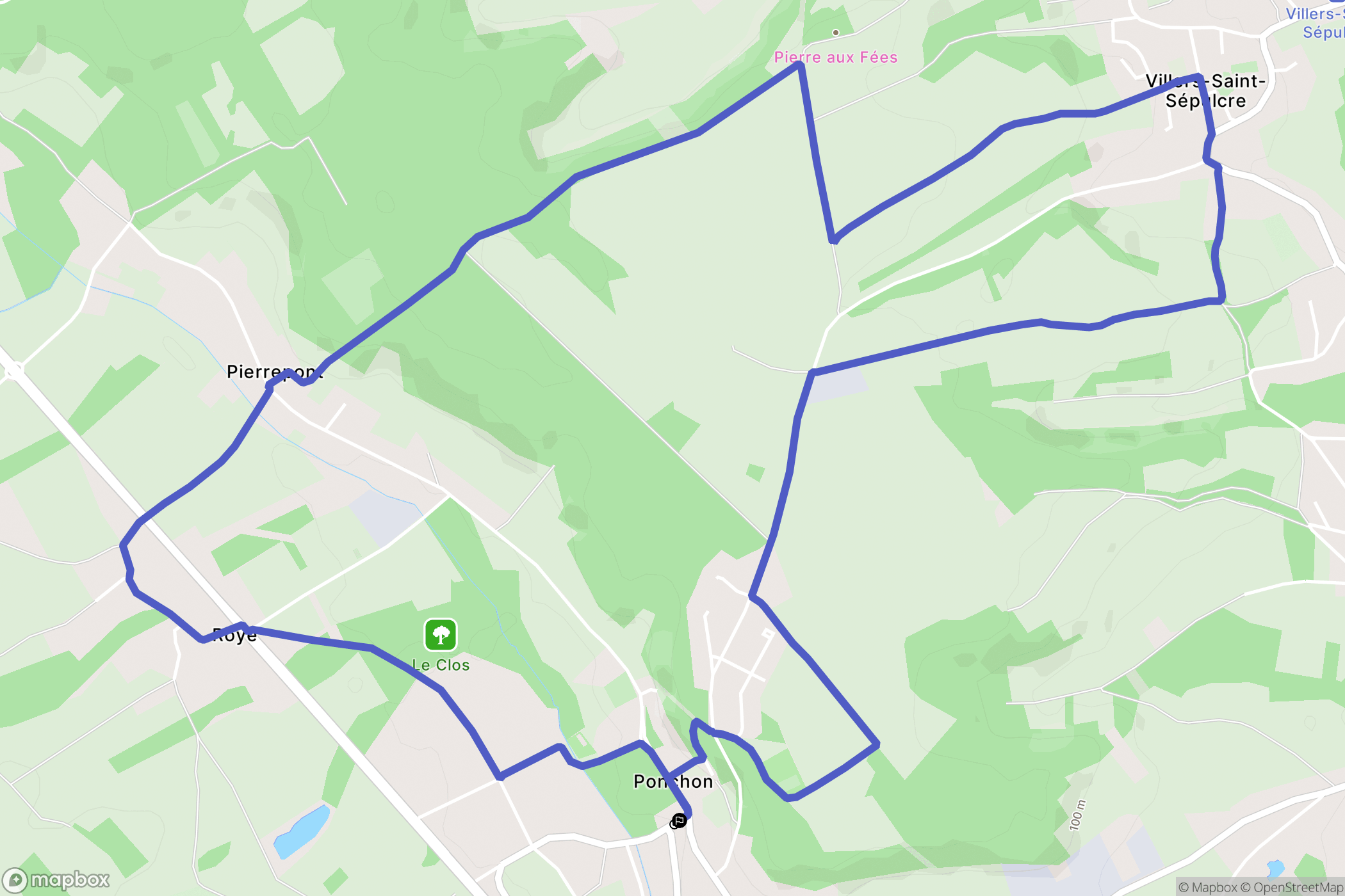 Ponchon : carte du parcours de randonnée - France