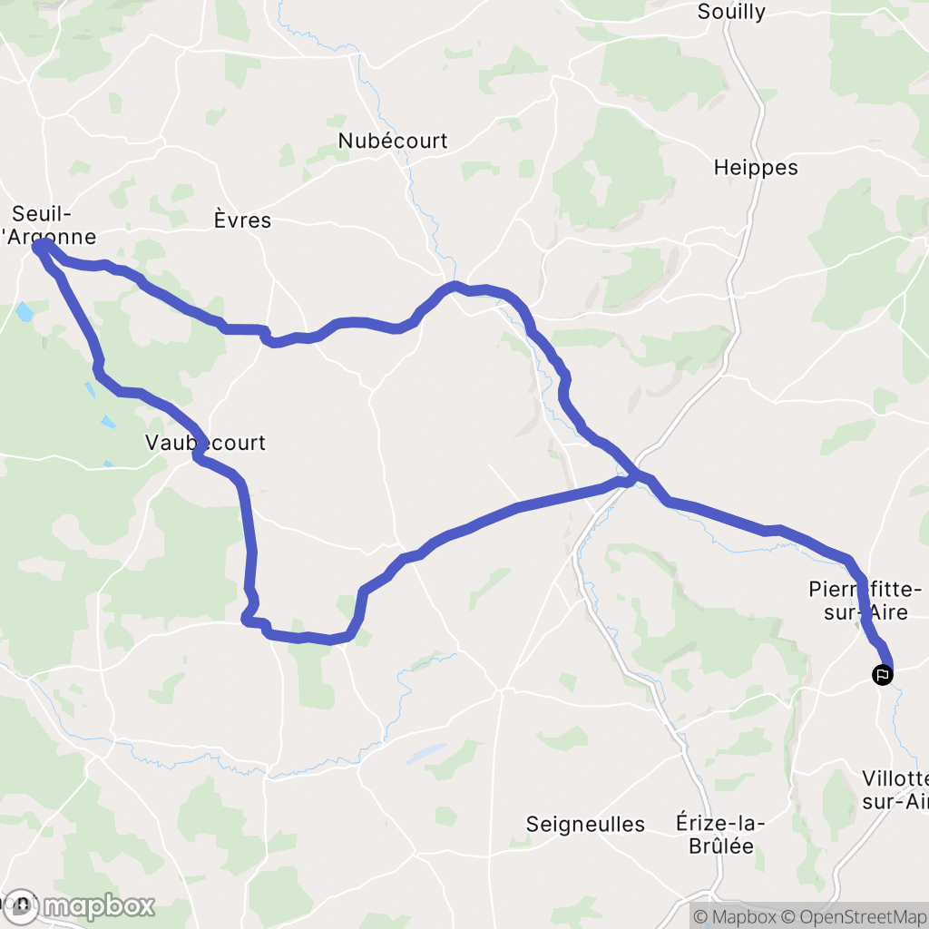 Nicey-sur-Aire : carte du parcours de randonnée - France
