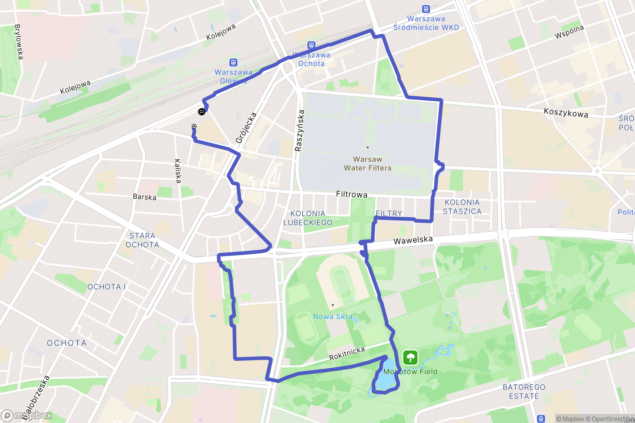Warszawa: mapa trasy - Poland