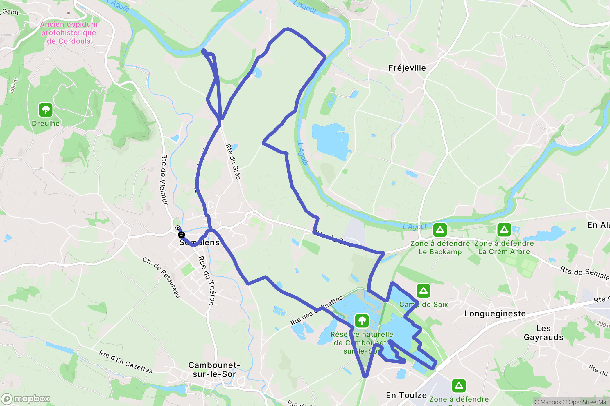 Sémalens : carte du parcours de randonnée - France