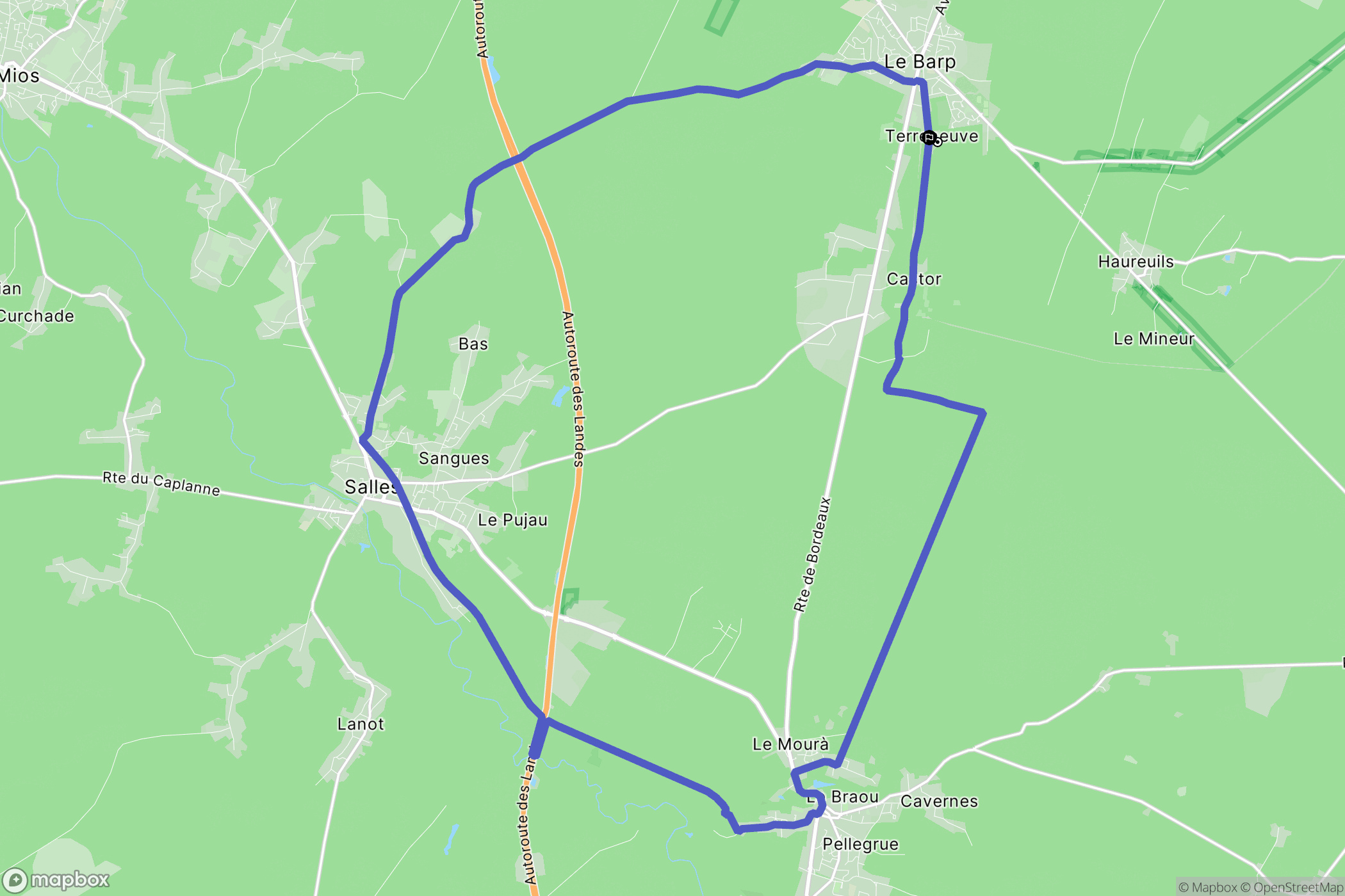 Le Barp : carte du parcours de randonnée - France