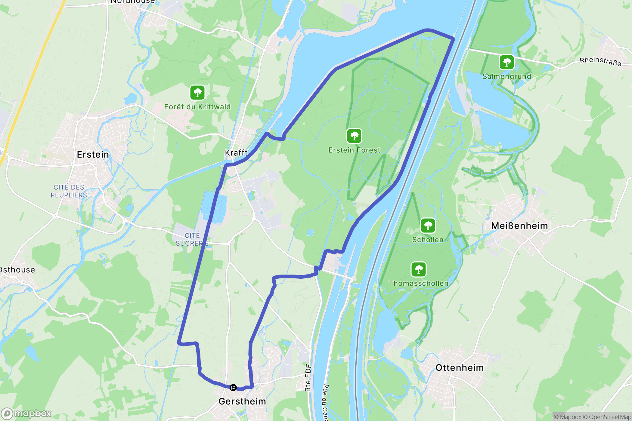 Gerstheim : carte du parcours de randonnée - France