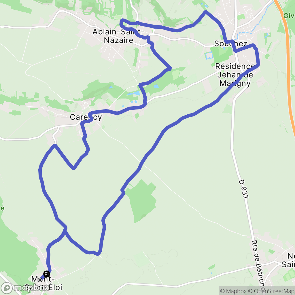 Mont-Saint-Éloi : carte du parcours de randonnée - France