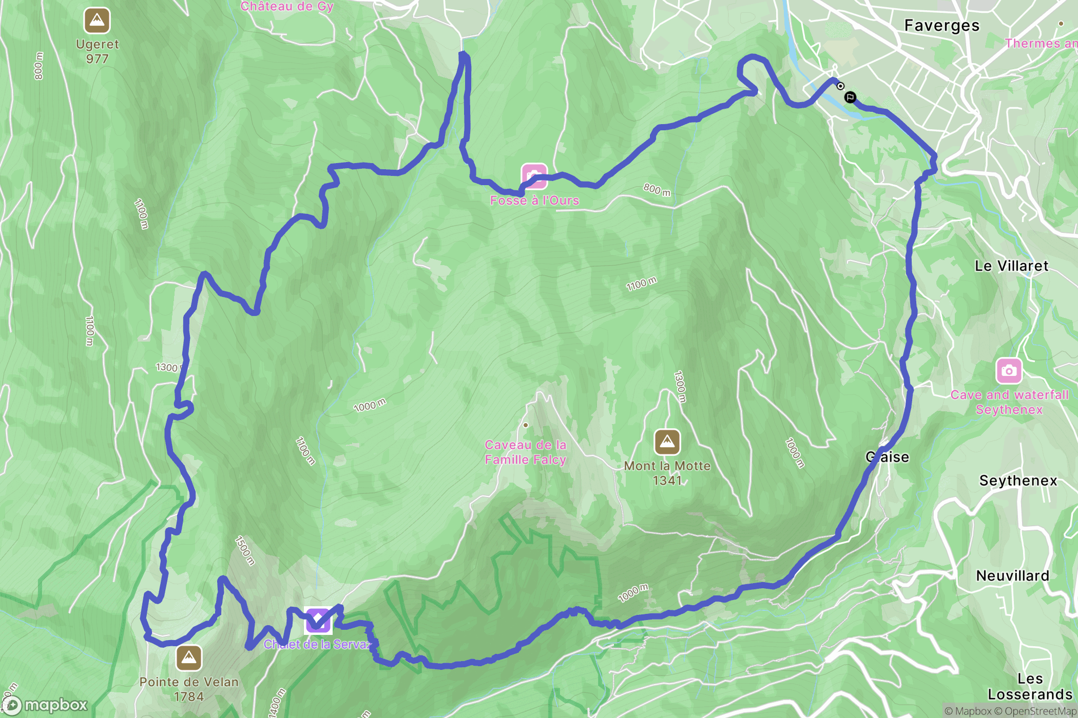 Faverges-Seythenex : carte du parcours de randonnée - France
