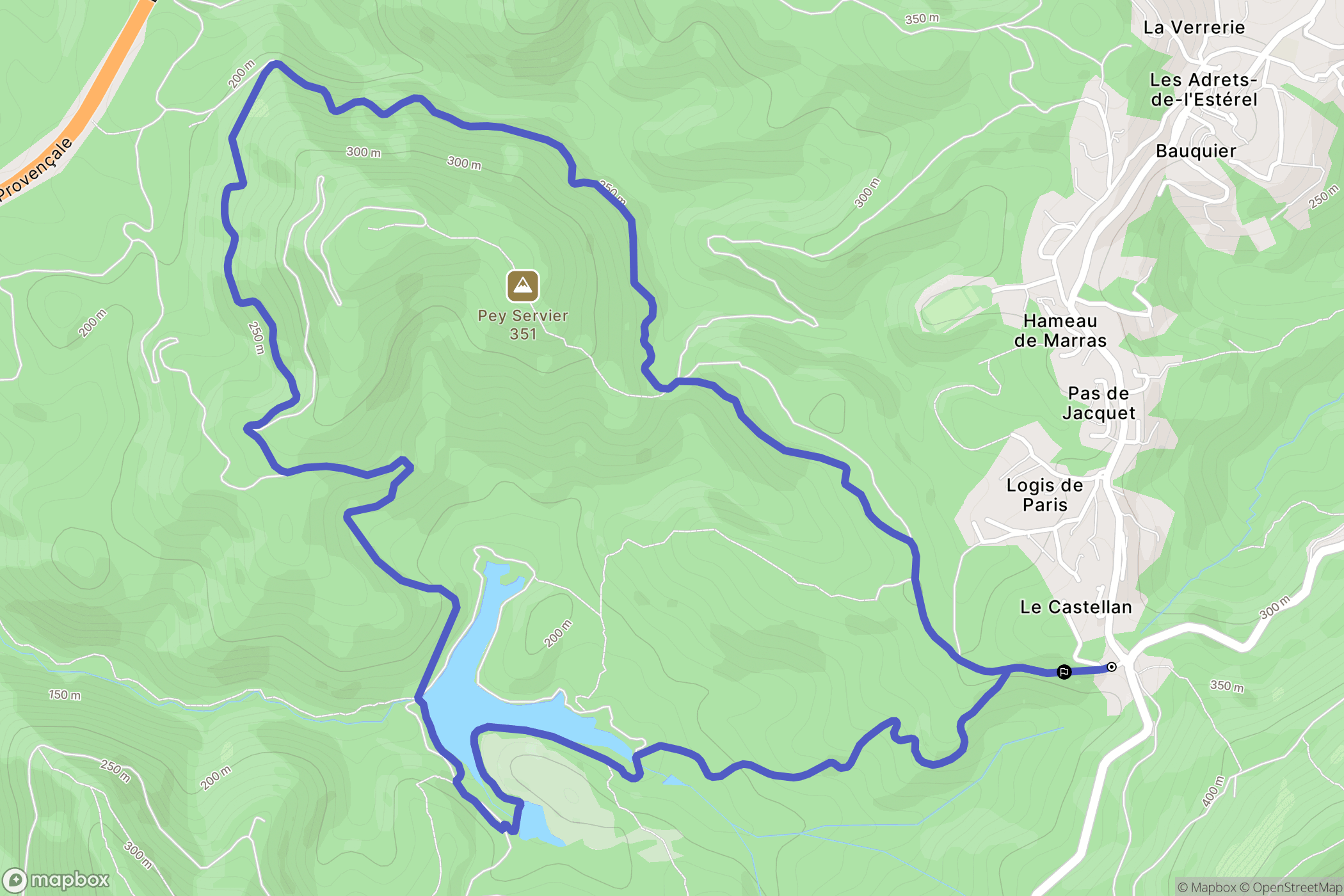 Les Adrets-de-l'Estérel : carte du parcours de randonnée - France