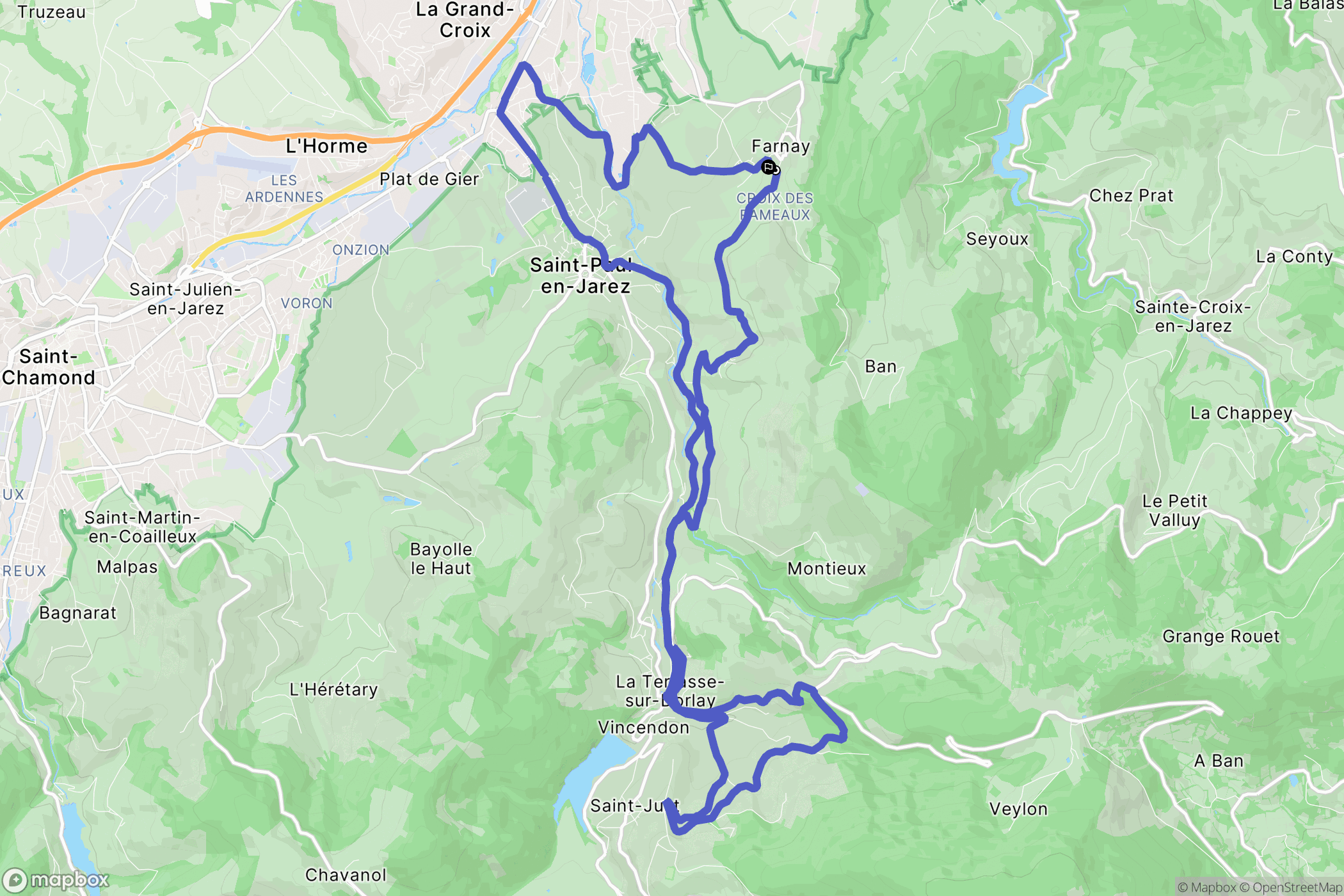 Farnay : carte du parcours de randonnée - France