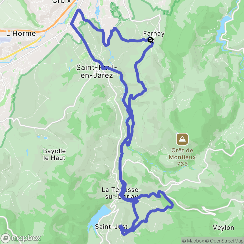 Farnay : carte du parcours de randonnée - France