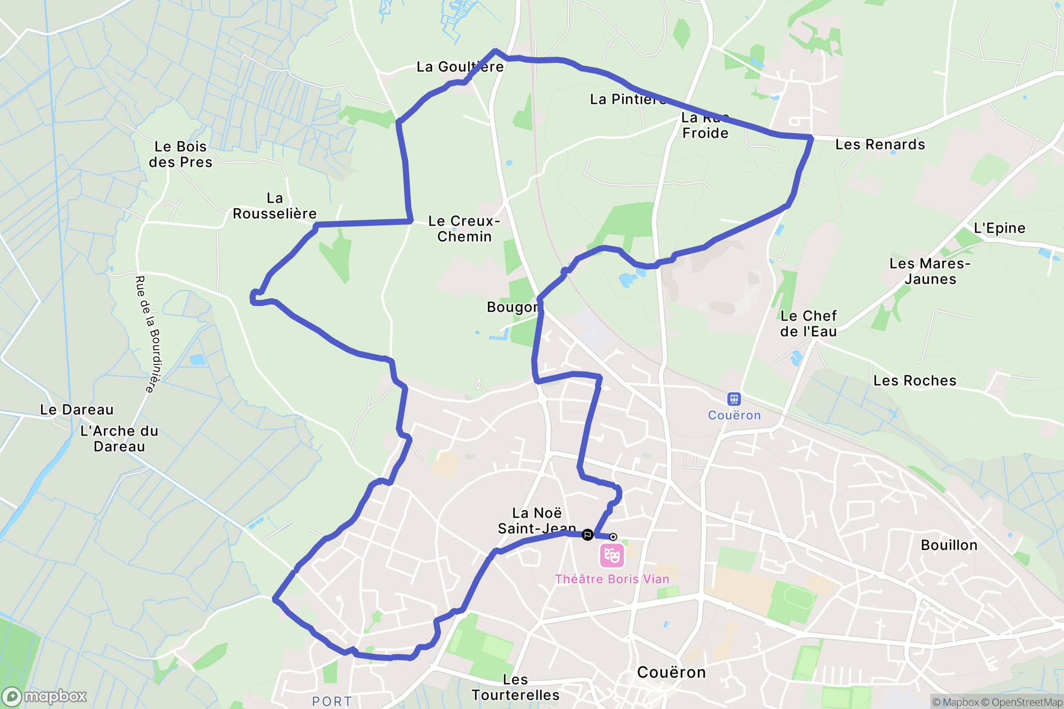 Couëron : carte du parcours de randonnée - France