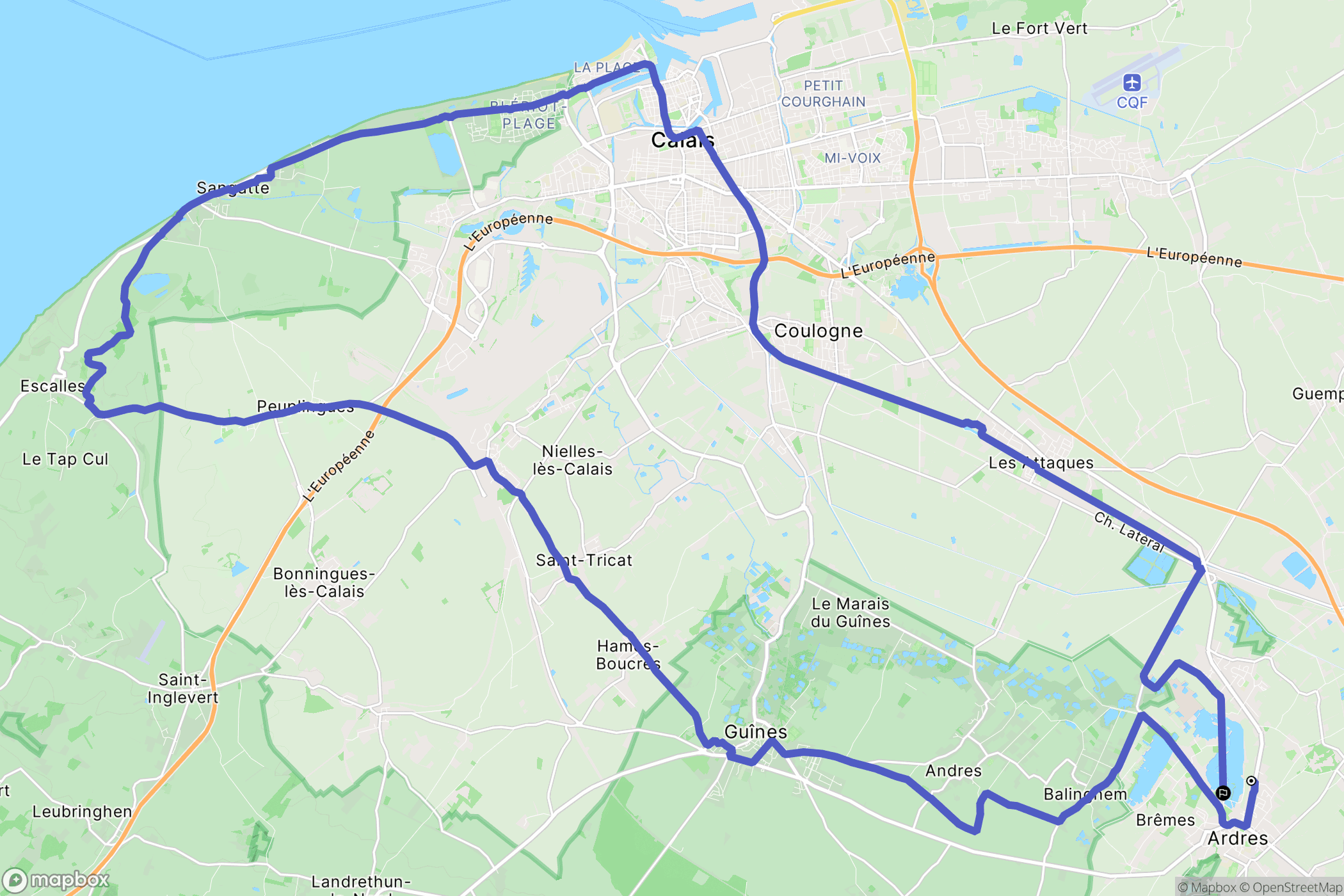 Ardres : carte du parcours de randonnée - France