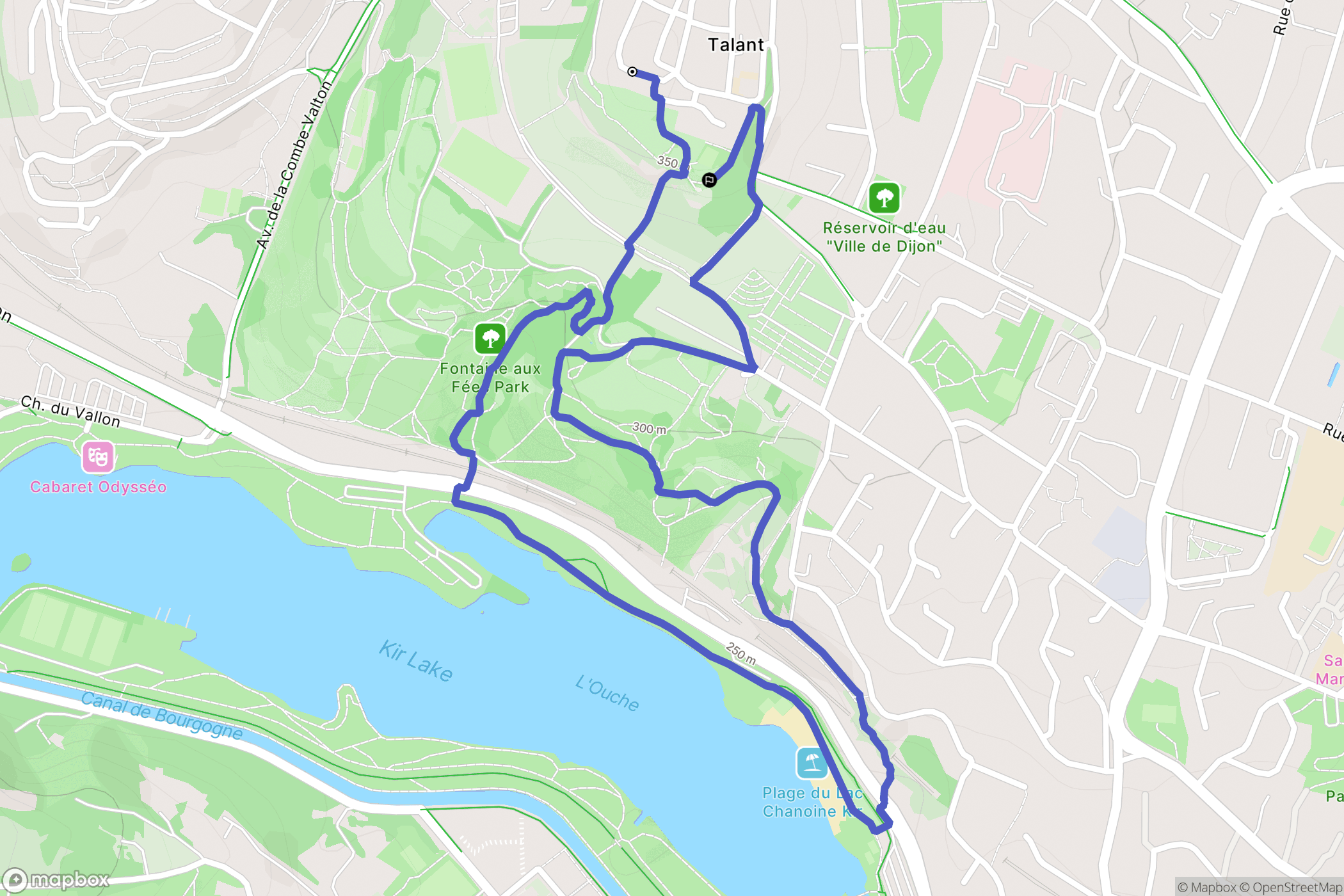 Talant : carte du parcours de randonnée - France