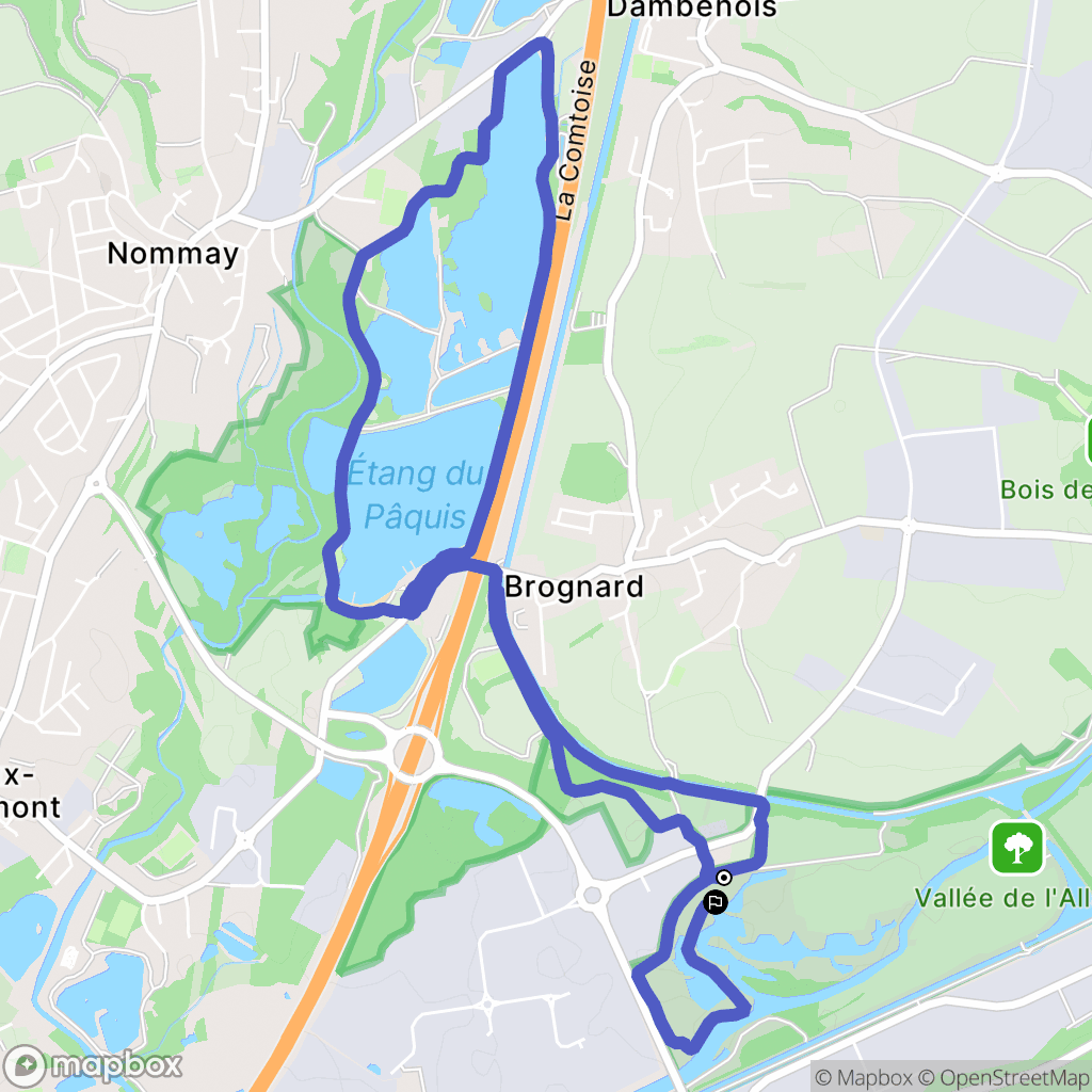 Brognard : carte du parcours de randonnée - France