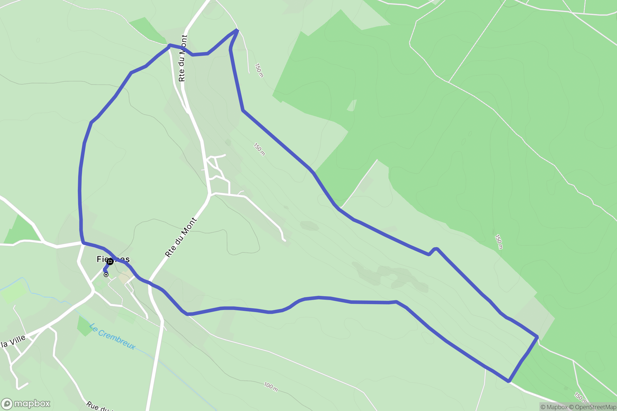 Fiennes : carte du parcours de randonnée - France