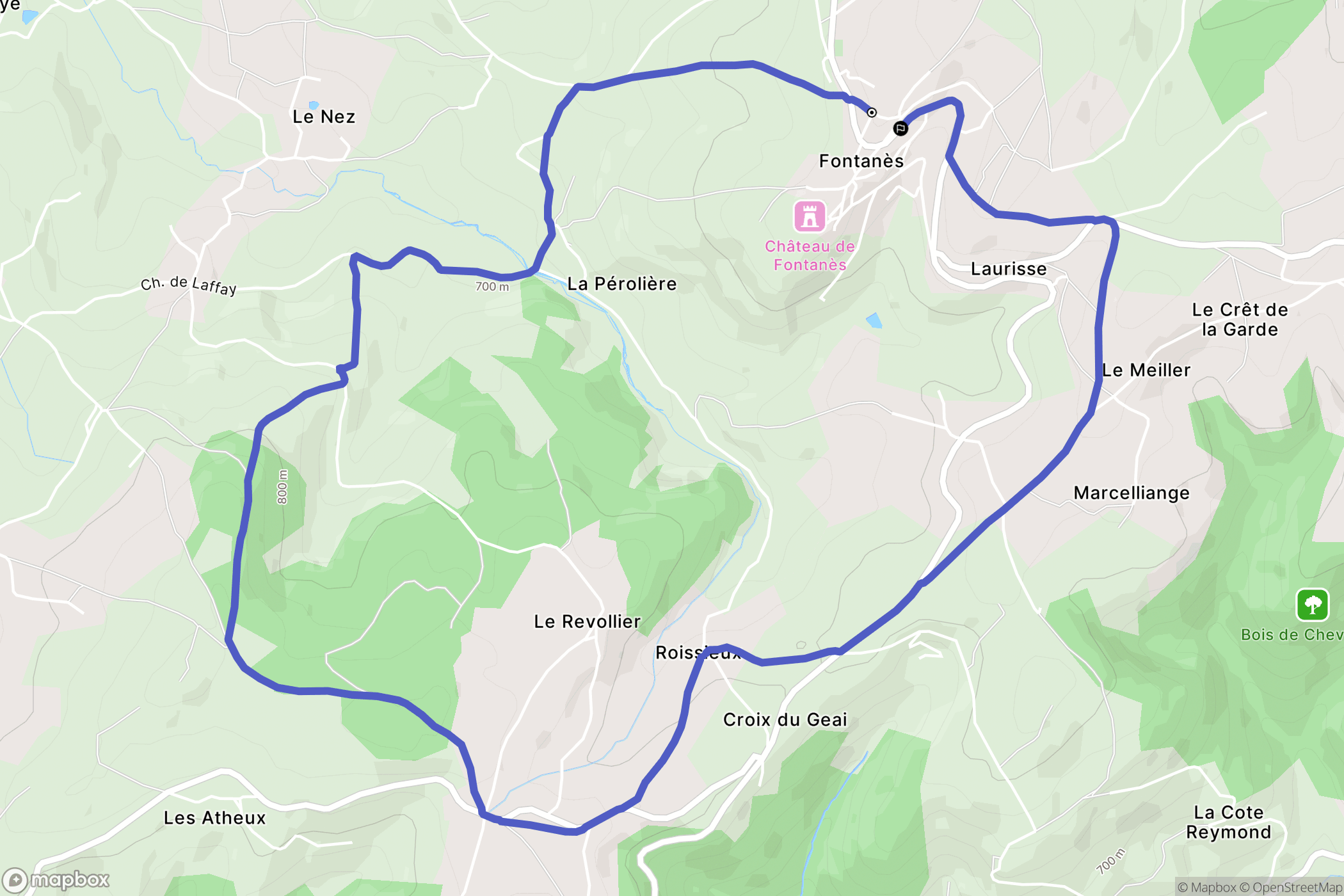 Fontanès : carte du parcours de randonnée - France