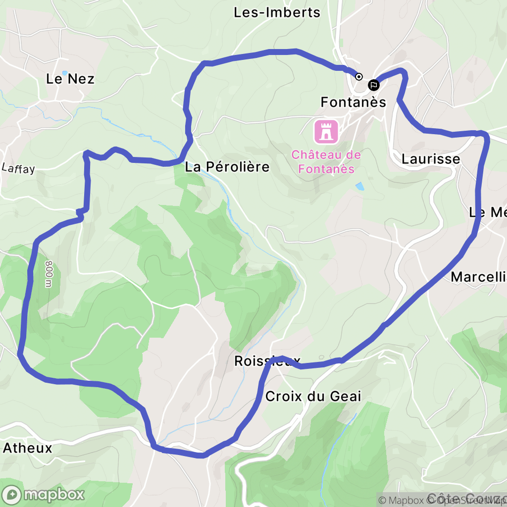 Fontanès : carte du parcours de randonnée - France