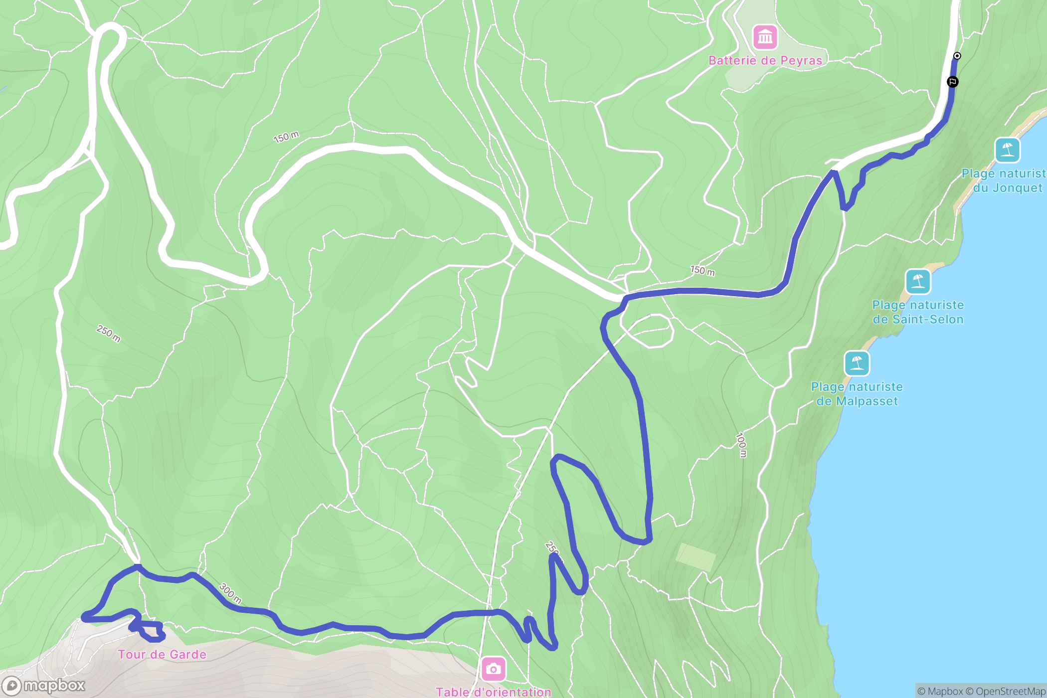 La Seyne-sur-Mer : carte du parcours de randonnée - France
