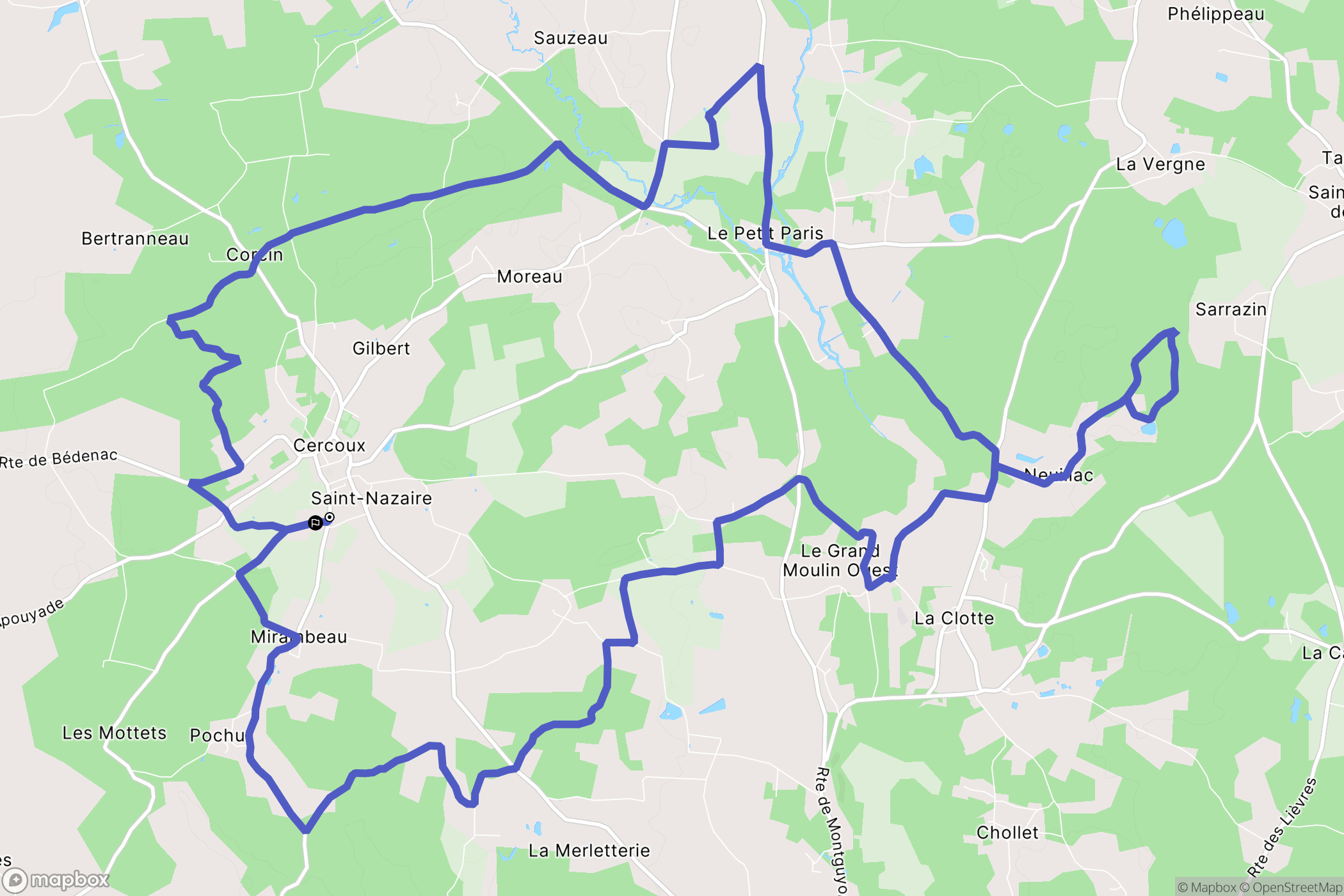Cercoux : carte du parcours de randonnée - France