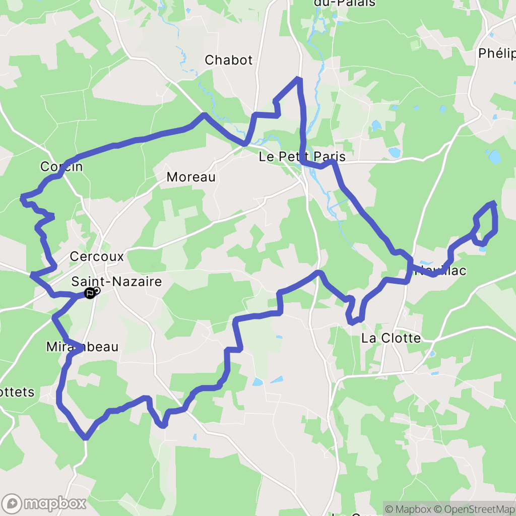 Cercoux : carte du parcours de randonnée - France