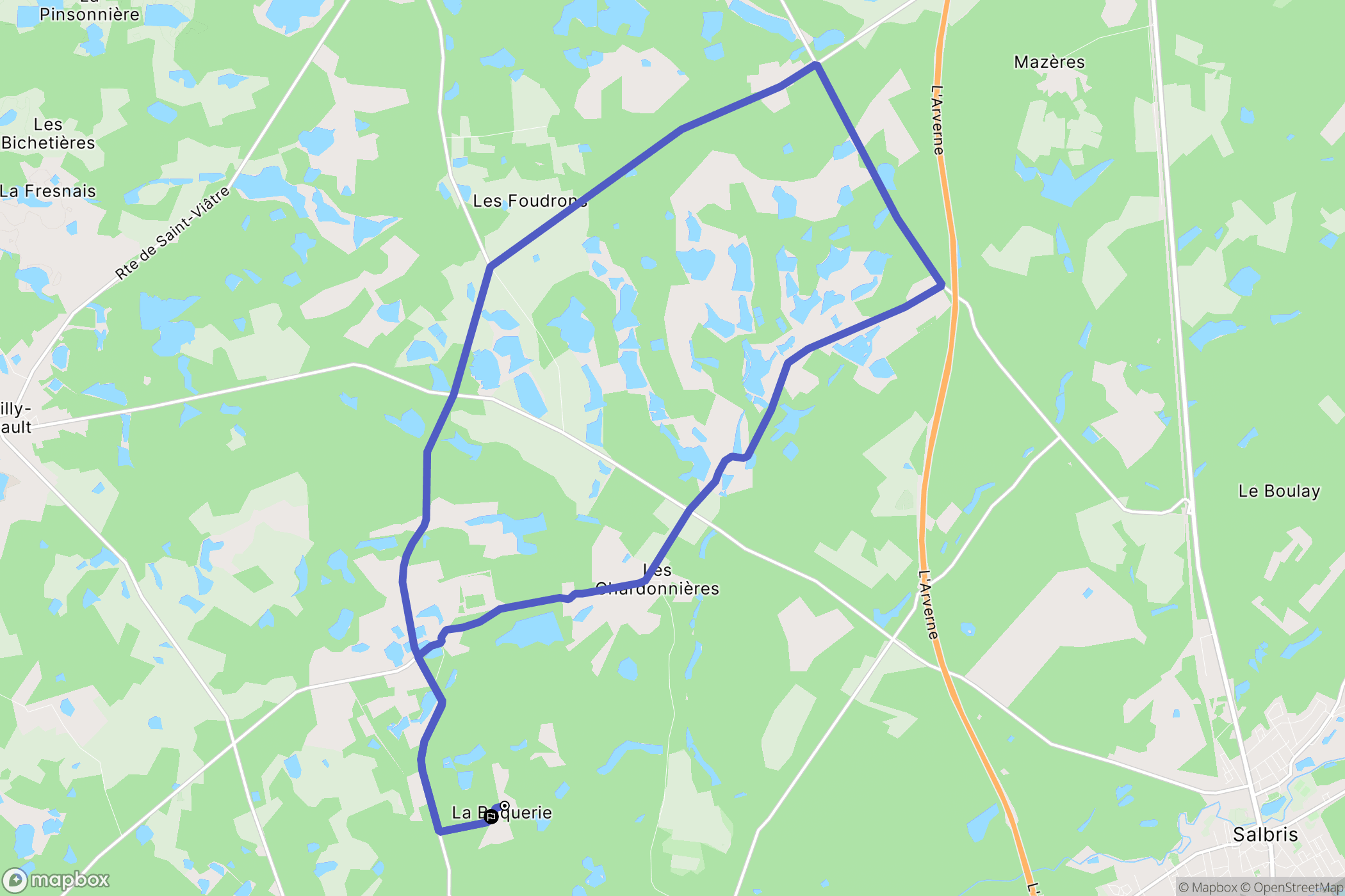 La Ferté-Imbault : carte du parcours de randonnée - France